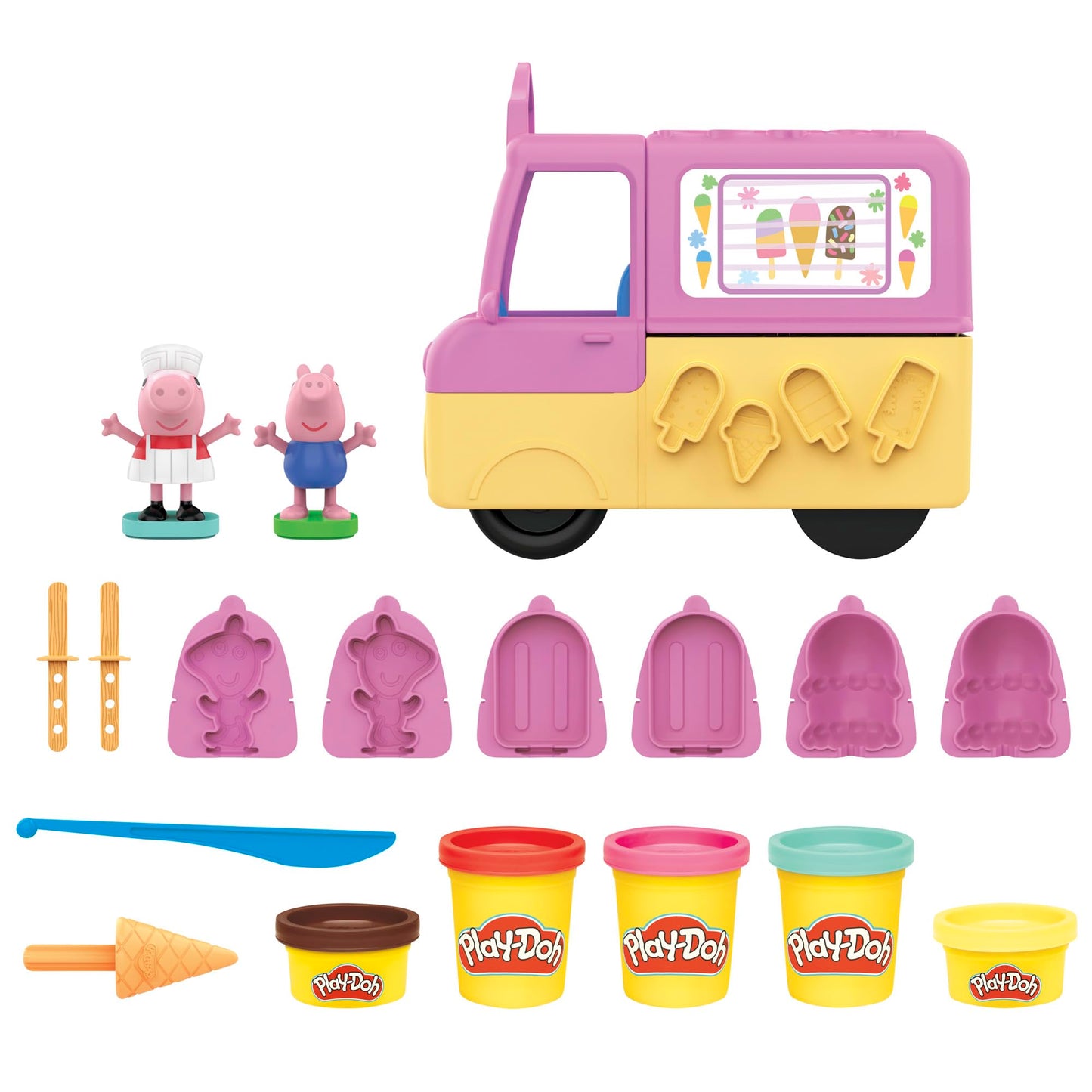 Play-Doh Peppa’s Ice Cream Playset: Truck & Figures, 5 Colors