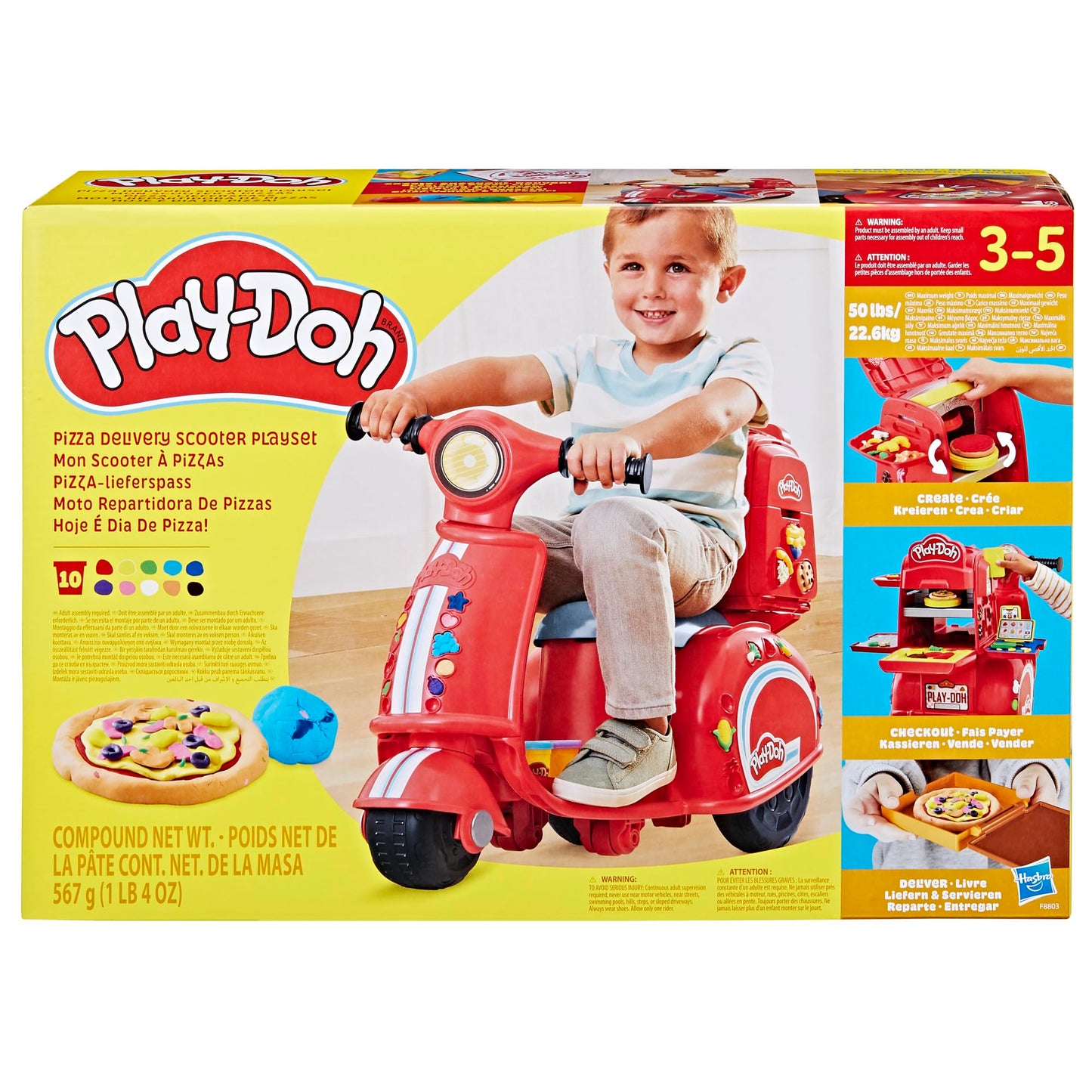 Play-Doh Pizza Delivery Scooter Playset – Large Ride-On Pretend Kitchen & Pizza Toy for Kids 3+