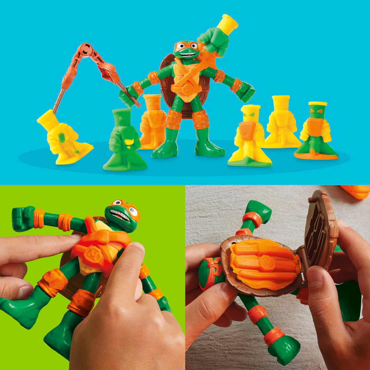 Play-Doh TMNT Slice & Blast Pizza Playset with Bendy Mikey – TMNT Toys 4+