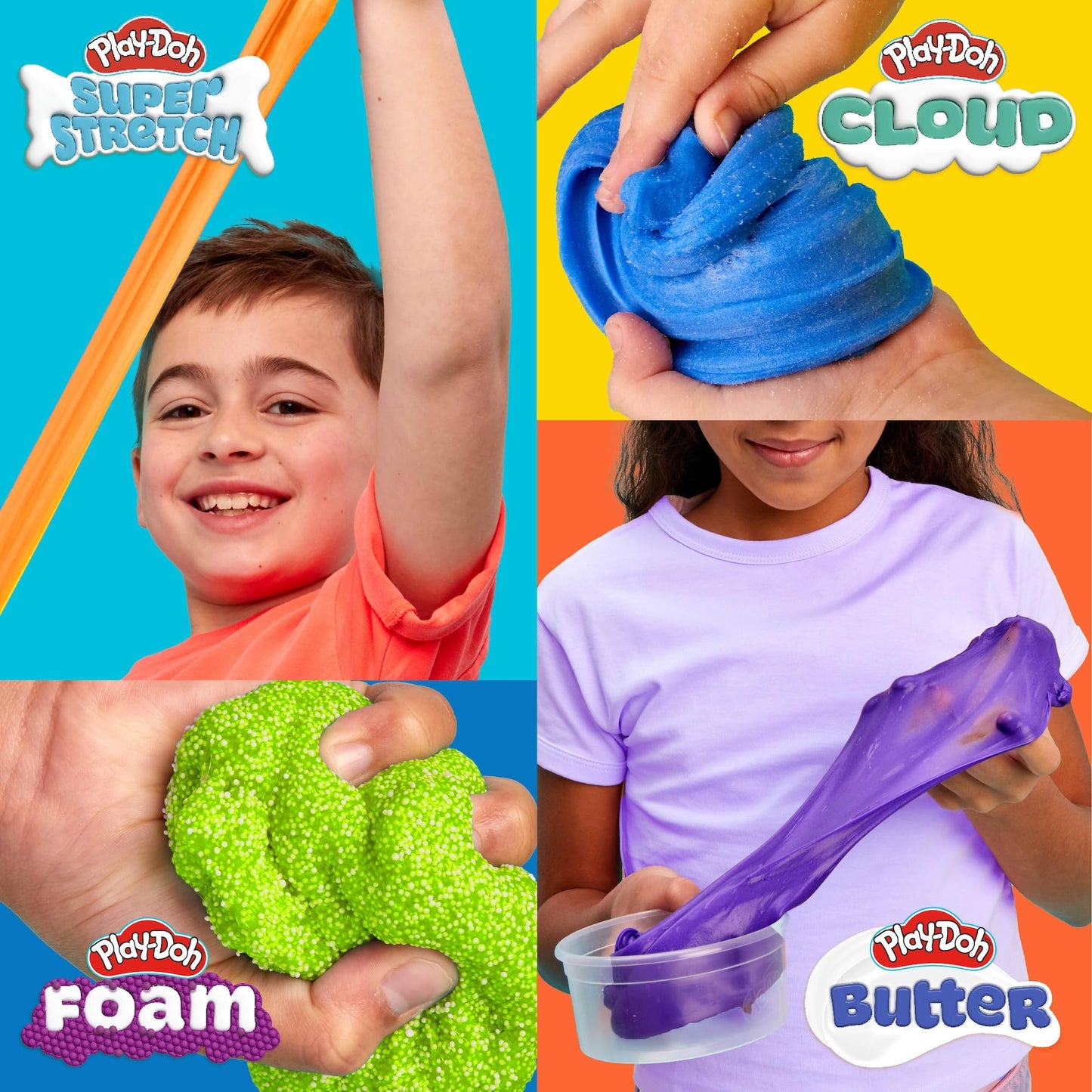 Play-Doh Retro Mix & Play Scented Compounds Kit – Cloud, Butter, Foam, Super Stretch | Sensory Dough & Gifts