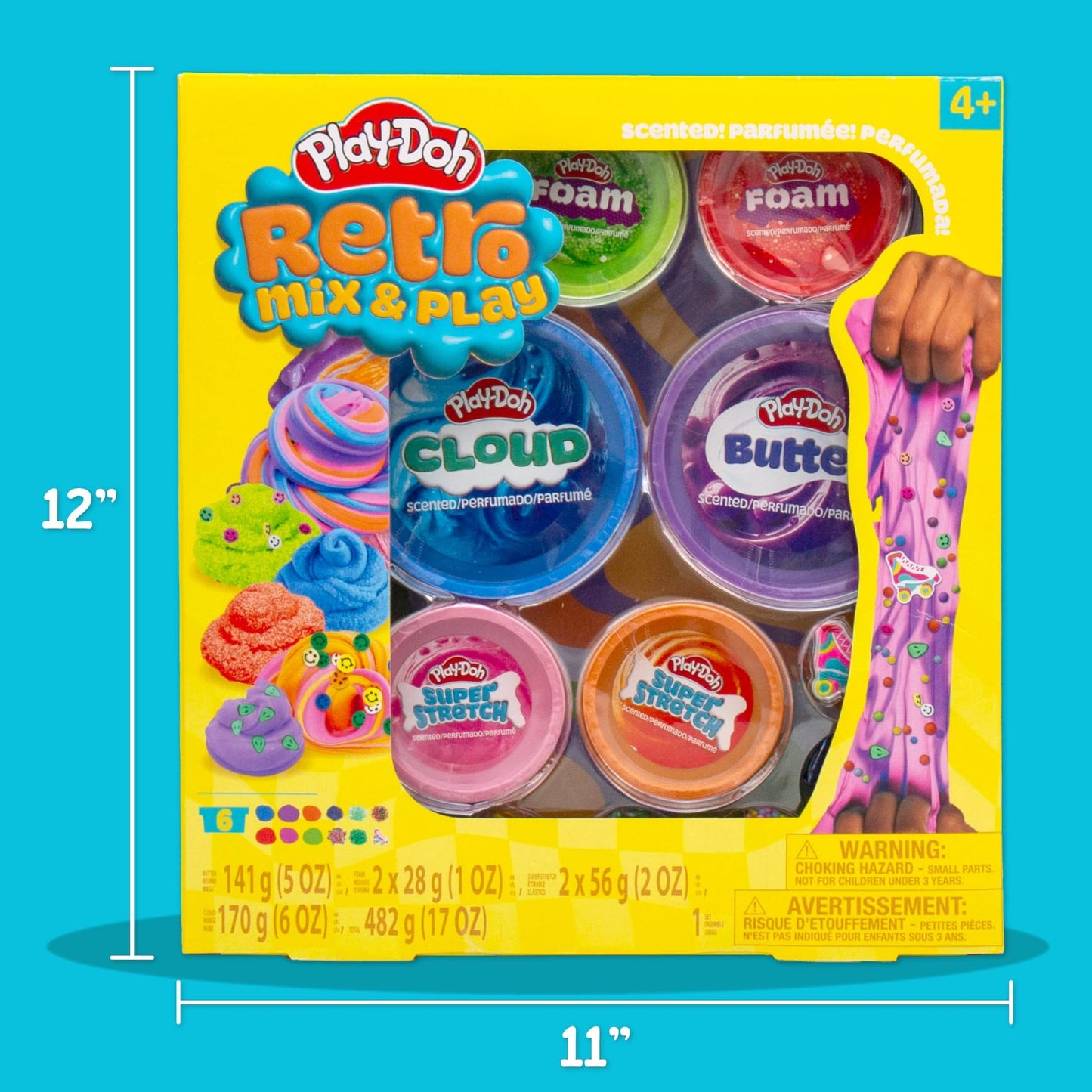 Play-Doh Retro Mix & Play Scented Compounds Kit – Cloud, Butter, Foam, Super Stretch | Sensory Dough & Gifts