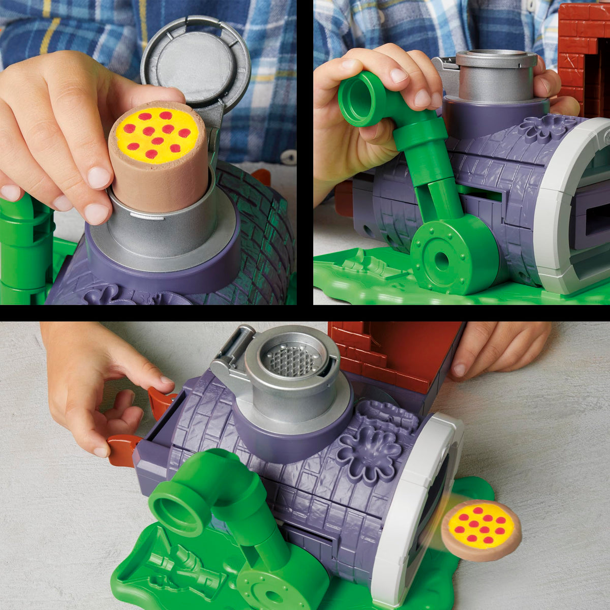 Play-Doh TMNT Slice & Blast Pizza Playset with Bendy Mikey – TMNT Toys 4+