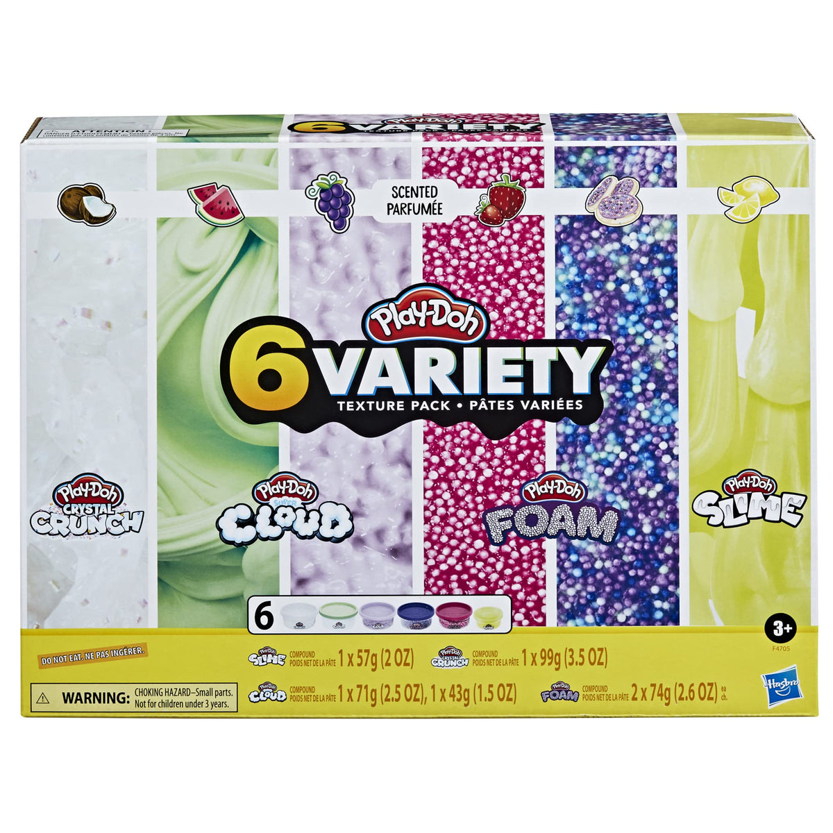Play-Doh Slime, Crystal Crunch, Super Cloud & Foam – 6-Texture Pack for Kids 3+