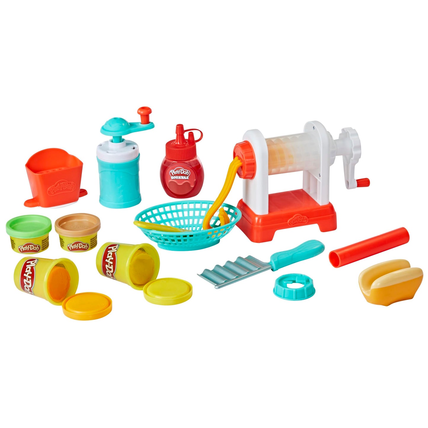 Play-Doh Spiral Fries Playset – Colorful Twisty Fries with 5 Colors