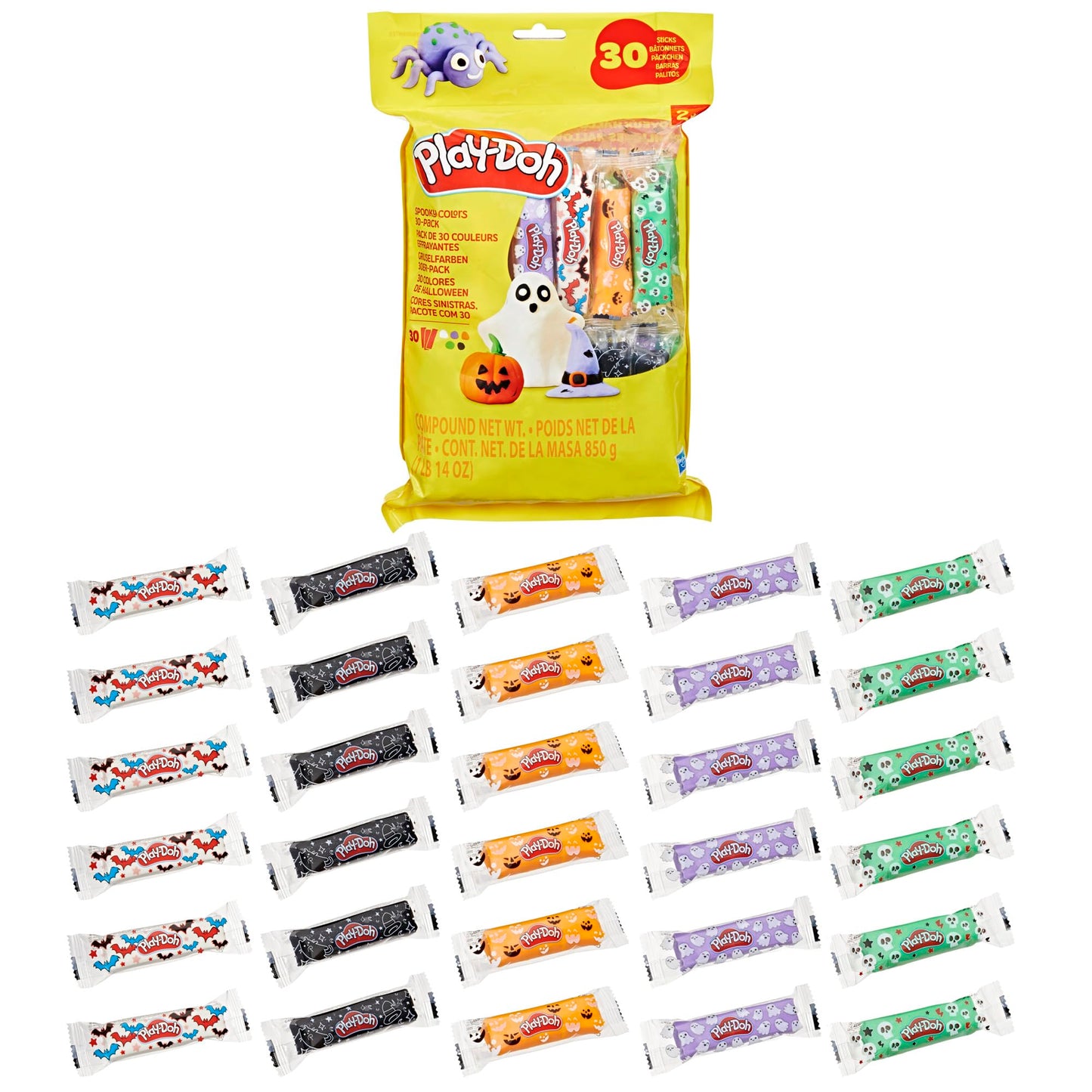 Play-Doh Spooky Colors 30 Pack – Individually Wrapped 1 Oz Sticks for Halloween Crafts