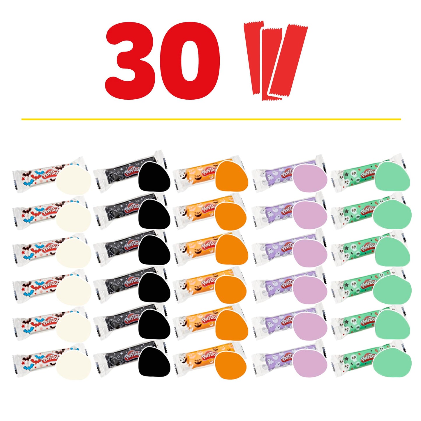 Play-Doh Spooky Colors 30 Pack – Individually Wrapped 1 Oz Sticks for Halloween Crafts
