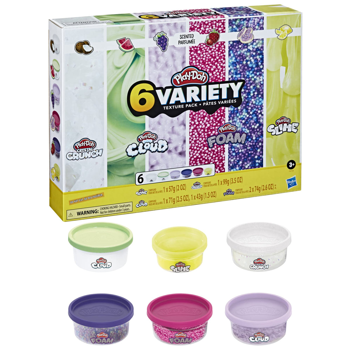 Play-Doh Slime, Crystal Crunch, Super Cloud & Foam – 6-Texture Pack for Kids 3+