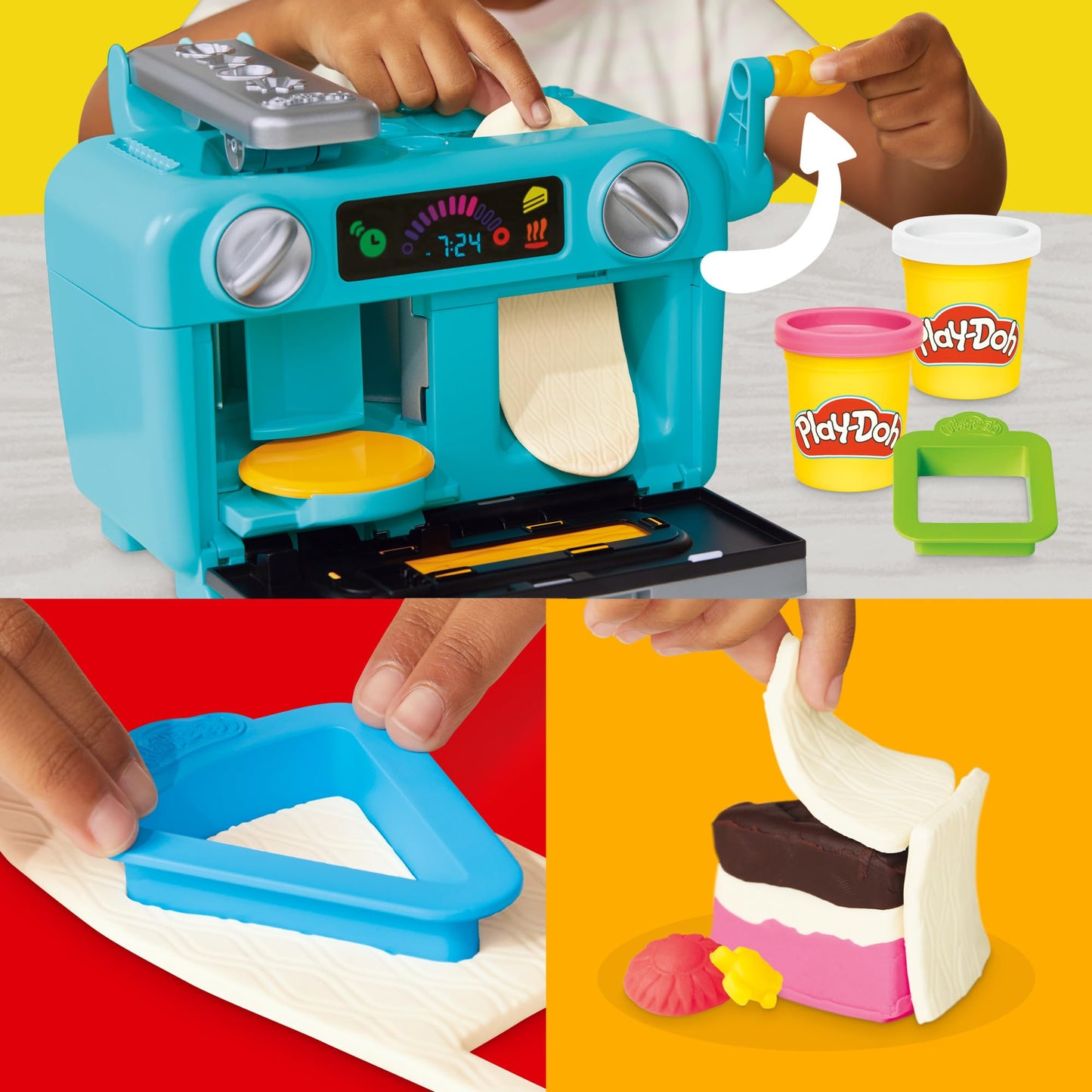 Play-Doh Super Slice Cake Playset – Spin Oven, 11 Cans & Kitchen Accessories for Ages 3+