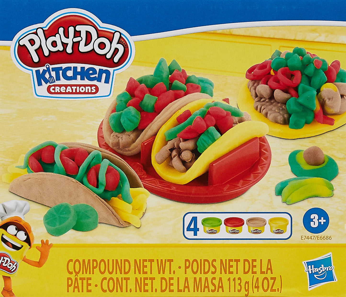 Play-Doh Taco Time Play Food Set for Kids 3+ – 4 Colors & Tools