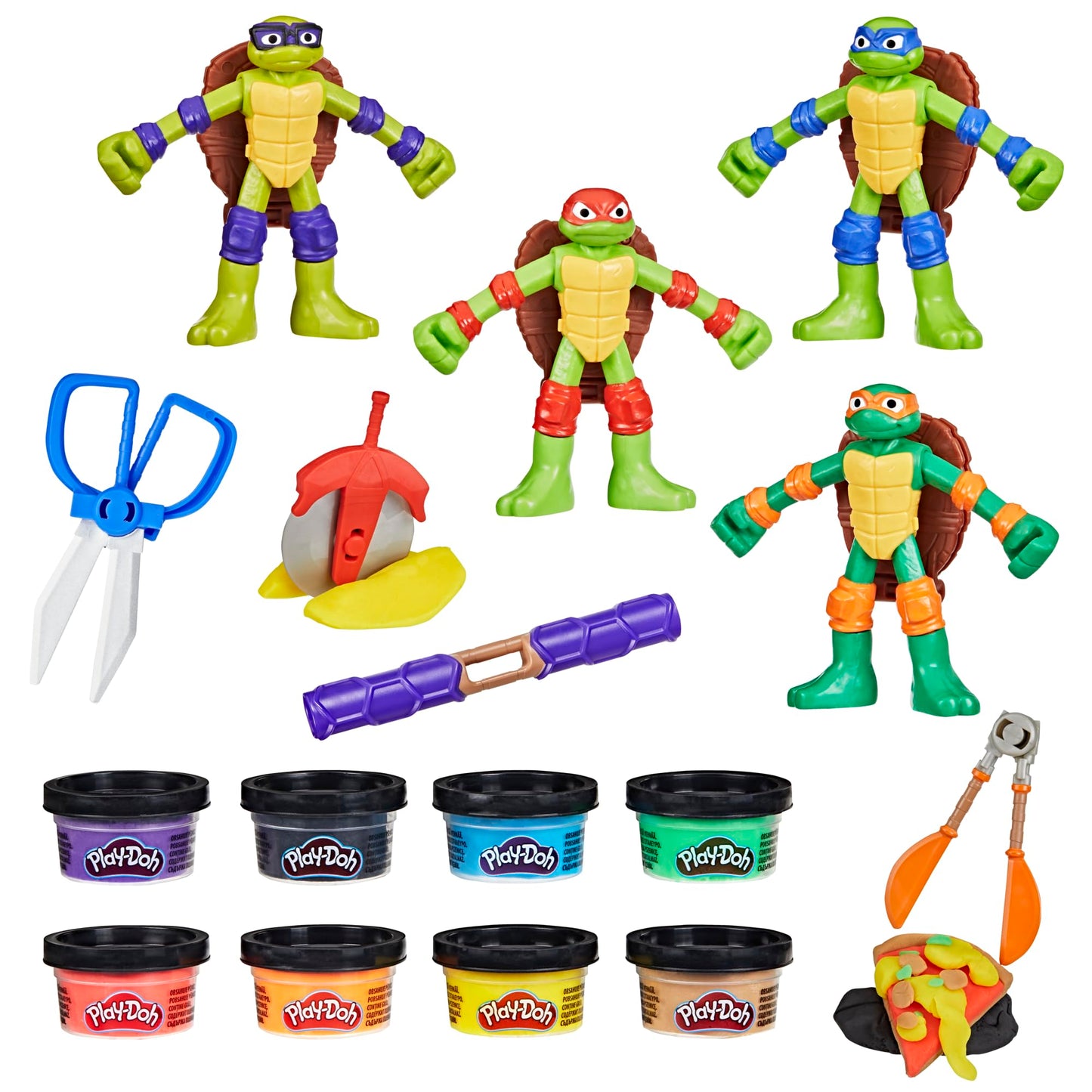 Play-Doh TMNT Cowabunga Creations Bendy 4-Inch Action Figures Set | Kids’ Arts & Crafts