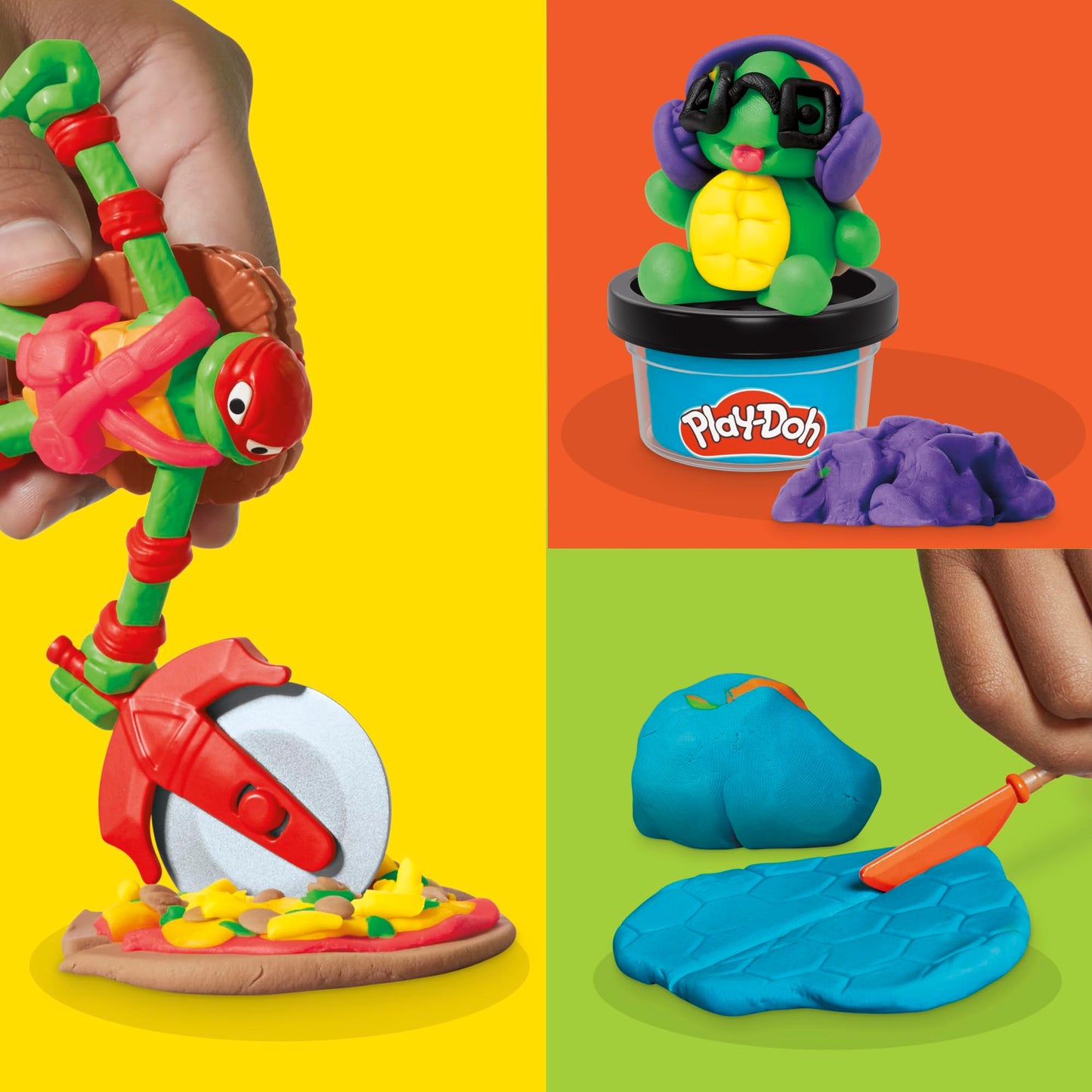 Play-Doh TMNT Cowabunga Creations Bendy 4-Inch Action Figures Set | Kids’ Arts & Crafts