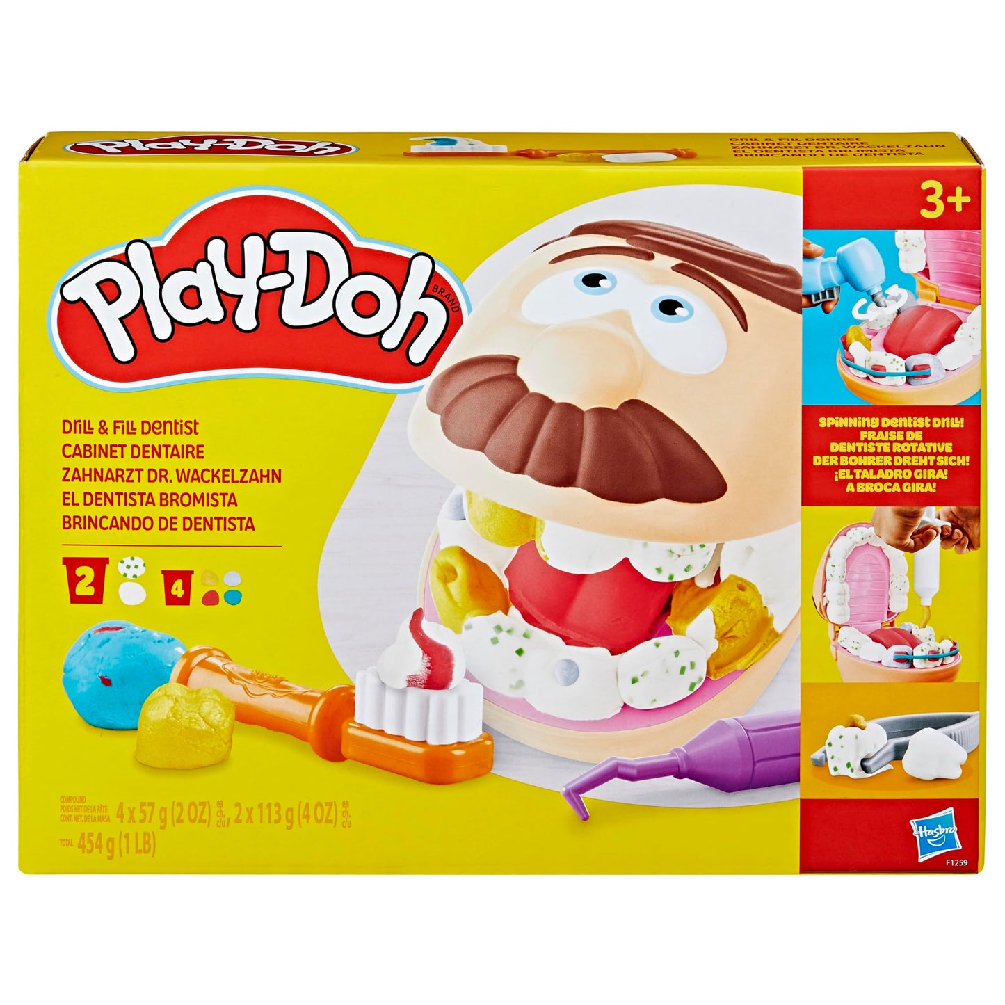 Play-Doh Drill 'n Fill Dentist Toy for Kids 3+ | 10 Tools, 8 Cans, Non-Toxic