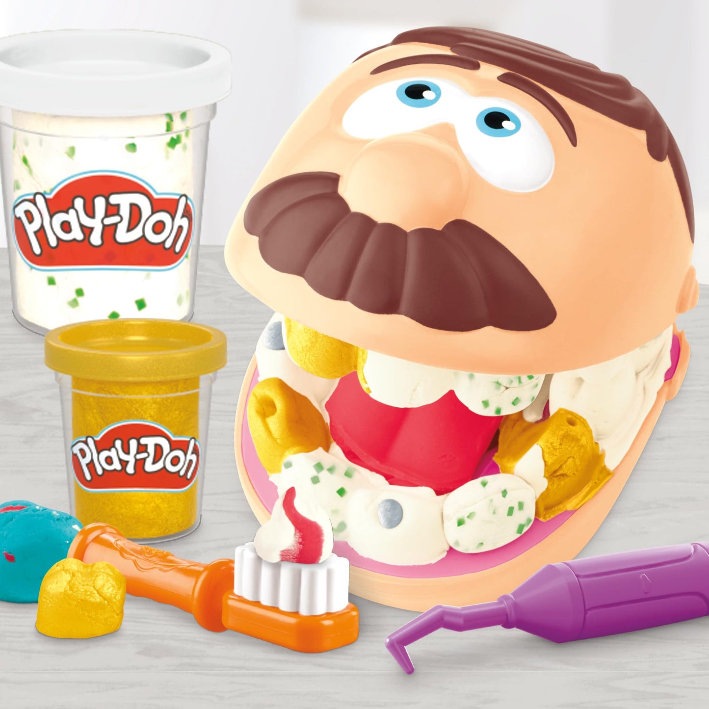 Play-Doh Drill 'n Fill Dentist Toy for Kids 3+ | 10 Tools, 8 Cans, Non-Toxic