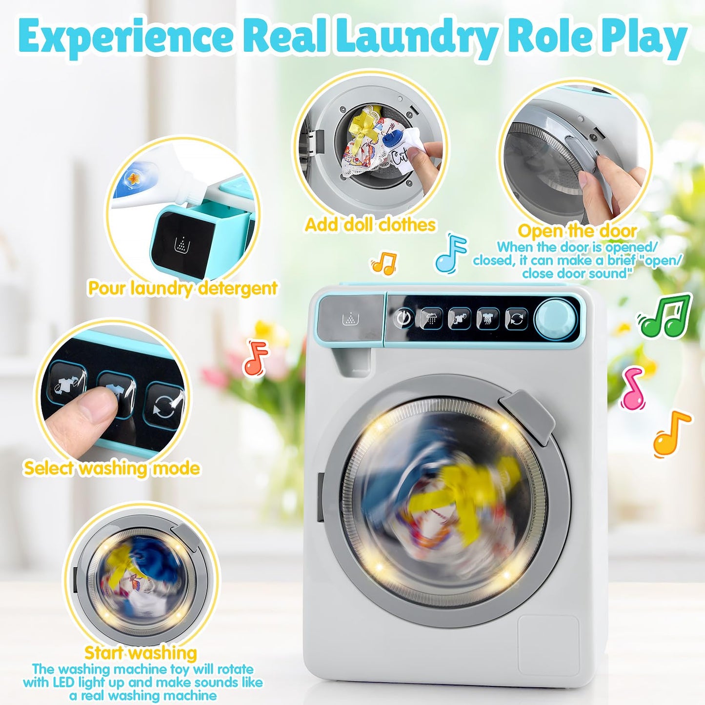 PLAY Kids Toy Washing Machine – Realistic Pretend Washer & Dryer Set