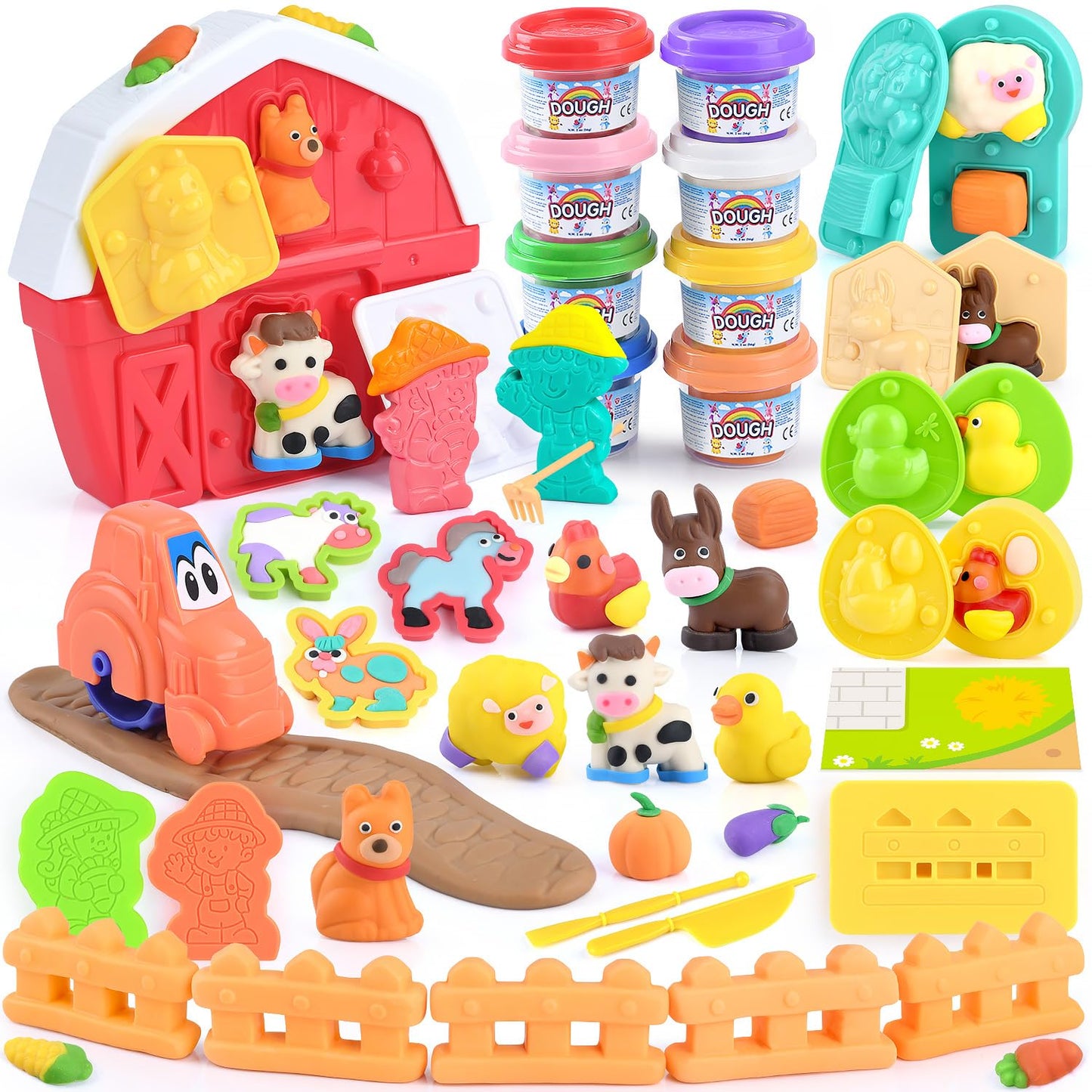 PLAY Farm Animals Color Dough Toys — Big Red Barn Playset with Animal Figures & Tools