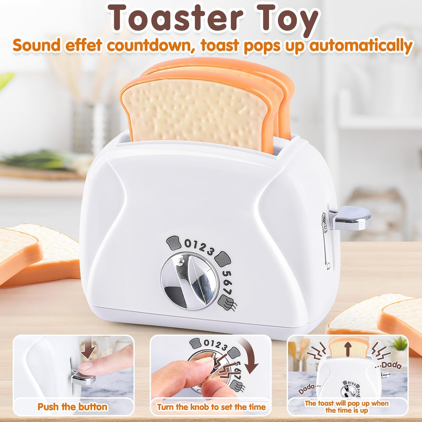 PLAY Kitchen Appliances Toys: Realistic Coffee Maker, Mixer & Toaster (Ages 3+)