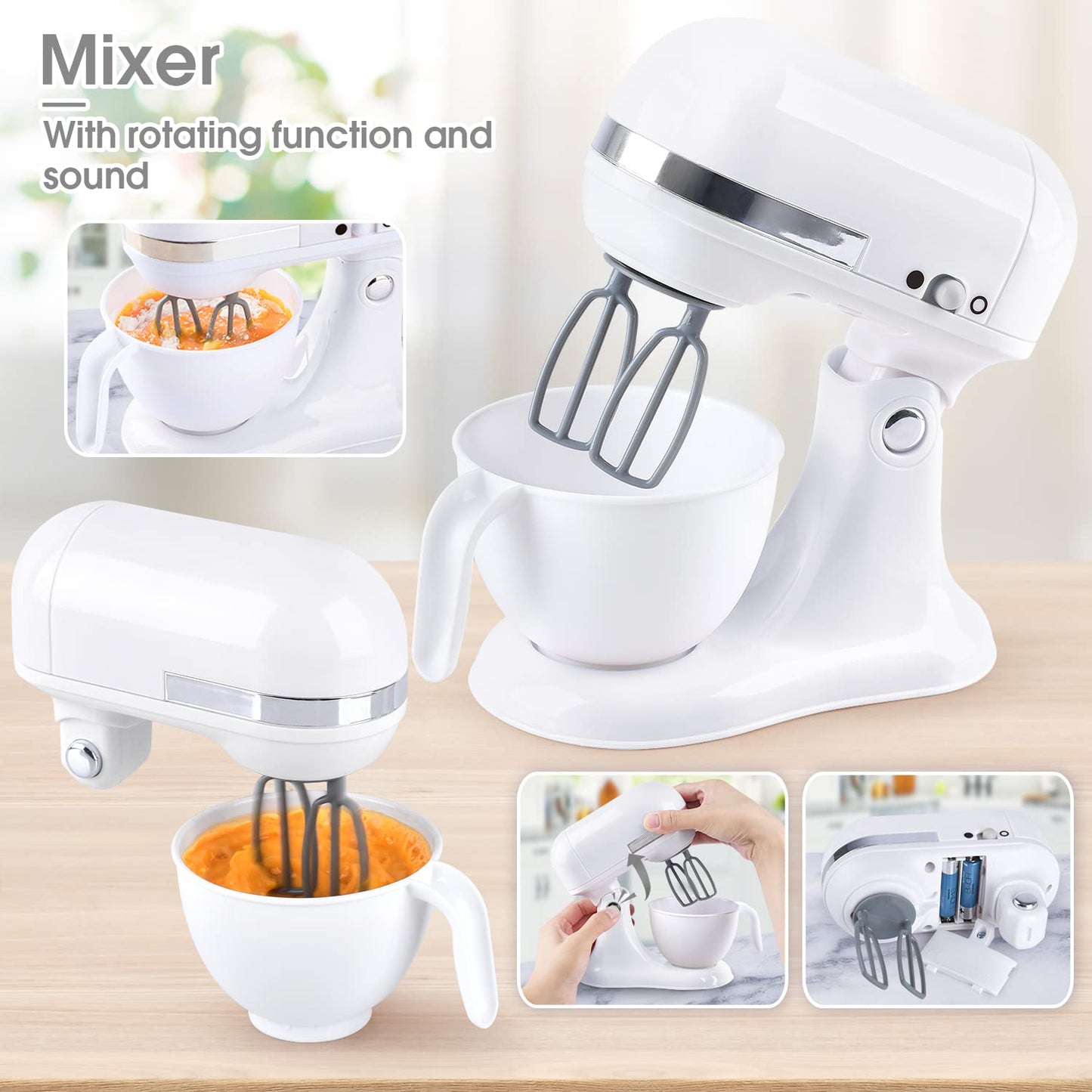 PLAY Kitchen Appliances Toys Set — Realistic Coffee Maker, Toaster, Mixer for Kids 4-8