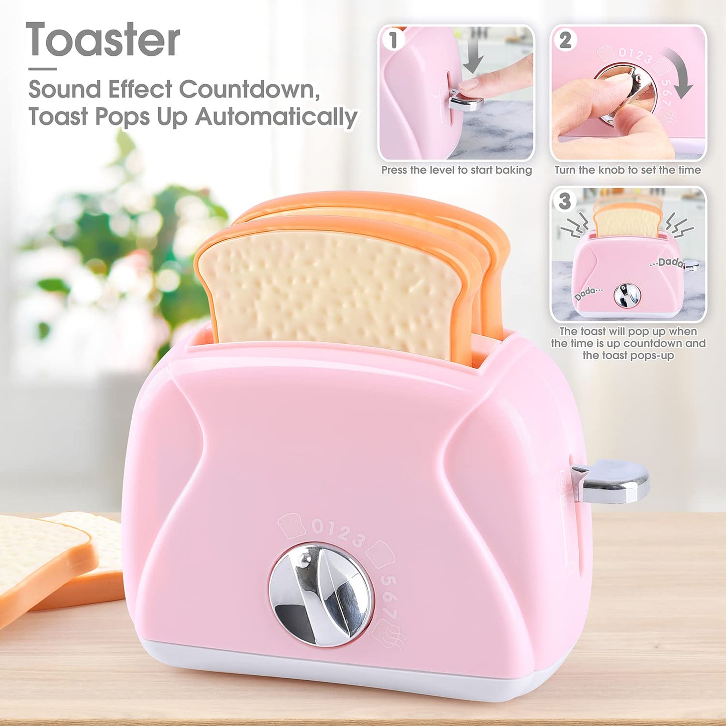 PLAY Kitchen Appliances Toys — Realistic Coffee Maker, Toaster & Mixer for Kids 4-8 | Pretend Play Gift