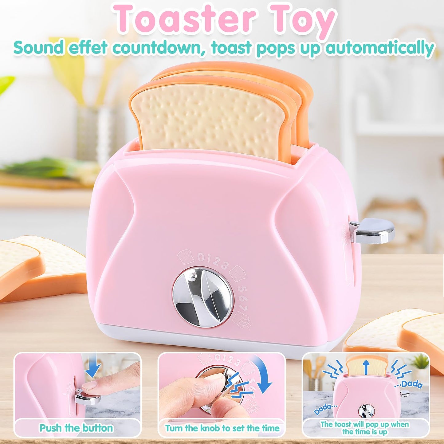 PLAY Kitchen Appliances Toys – Realistic Coffee Maker, Mixer & Toaster for Kids