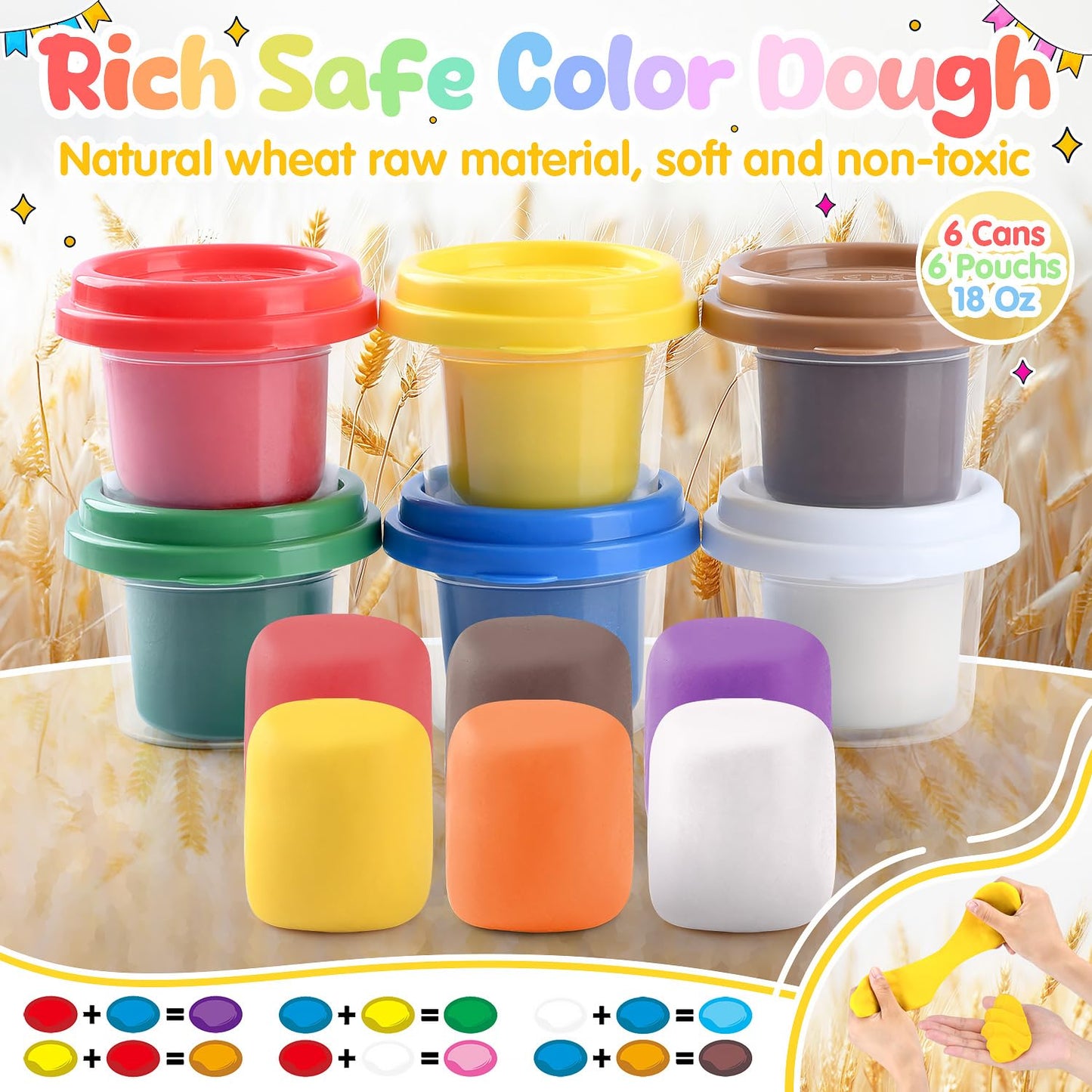 PLAY 2 in 1 Color Dough Kitchen Creations Set | Ice Cream & Noodle Maker | Multicolor Clay 18 oz
