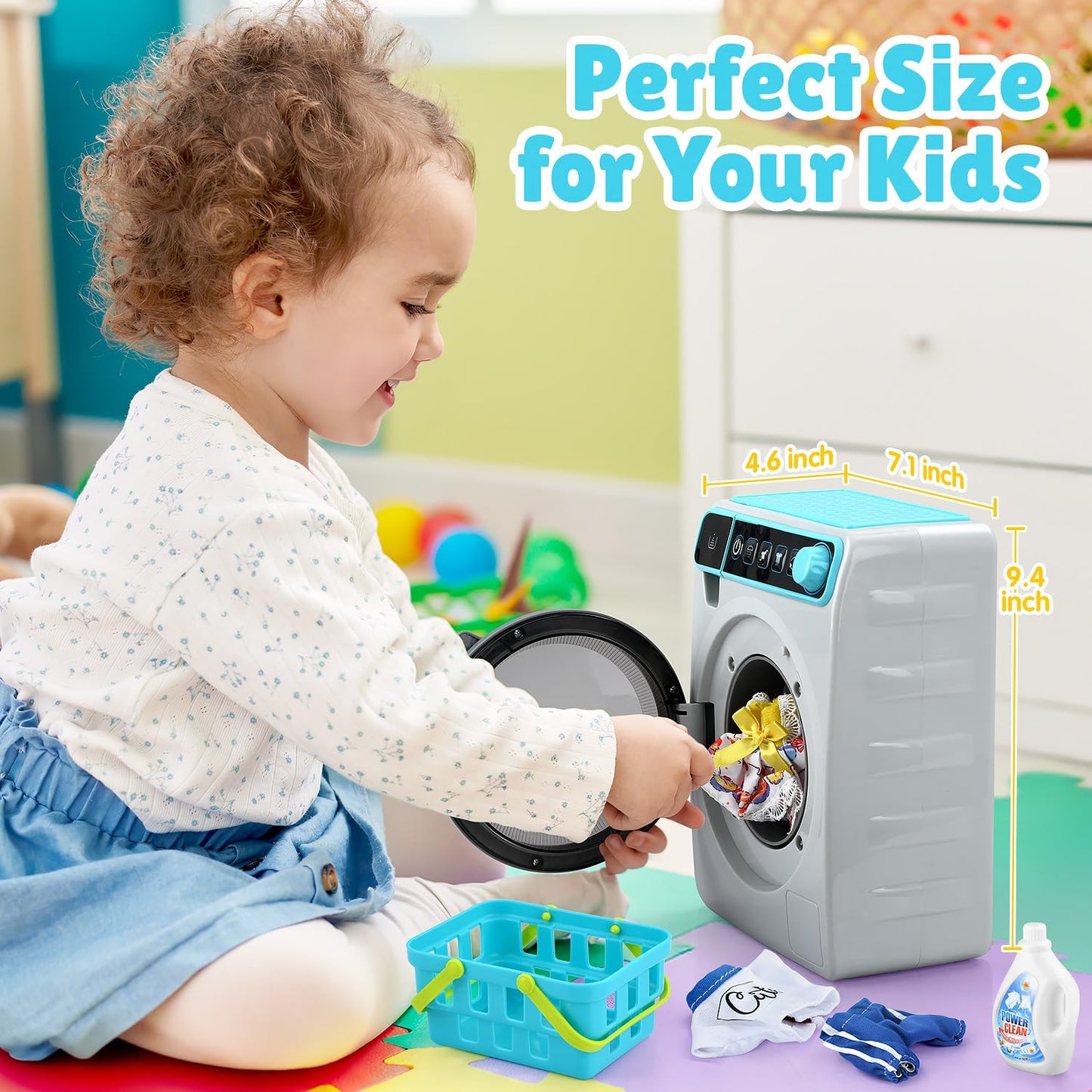 PLAY Kids Toy Washing Machine – Realistic Pretend Washer & Dryer Set