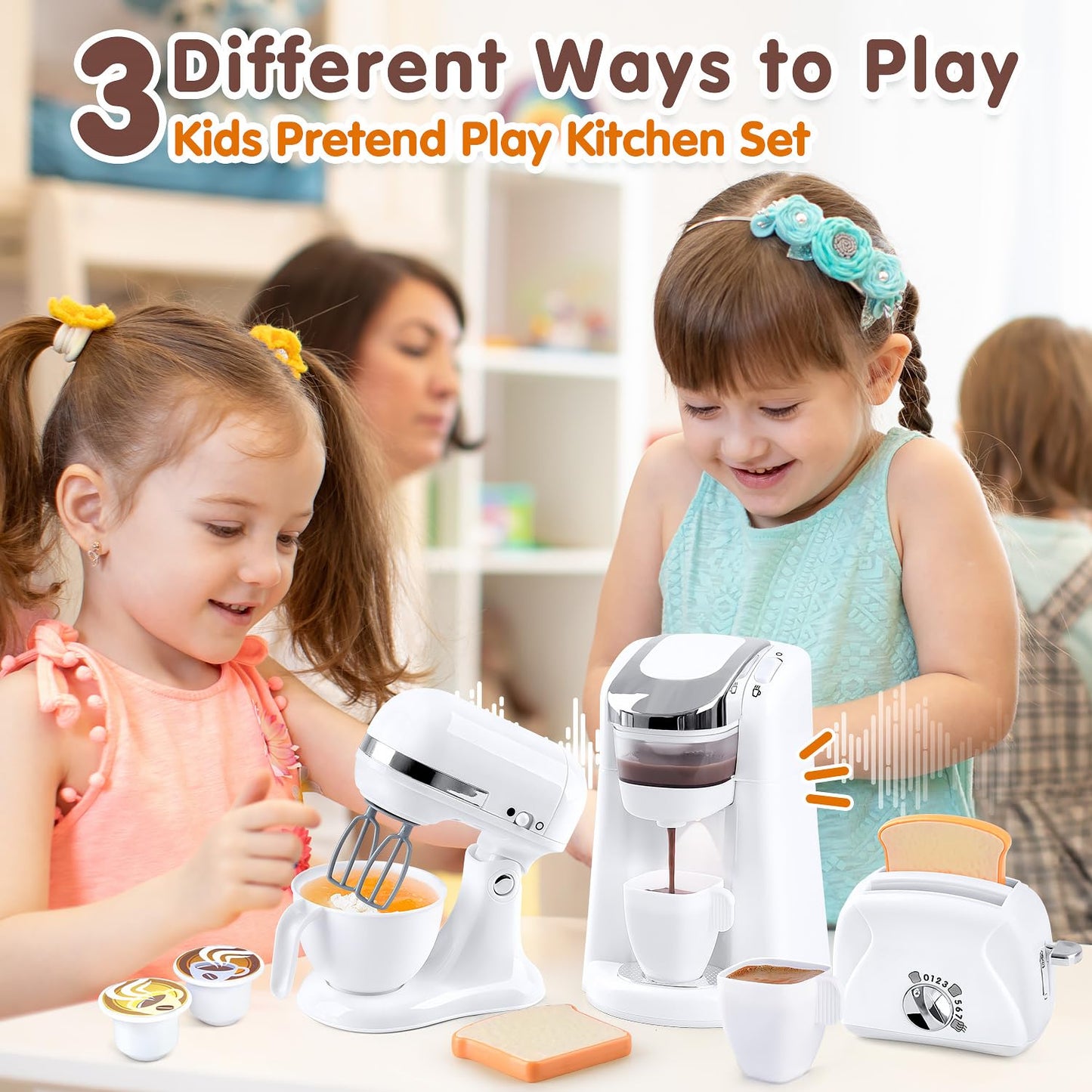 PLAY Kitchen Appliances Toys: Realistic Coffee Maker, Mixer & Toaster (Ages 3+)