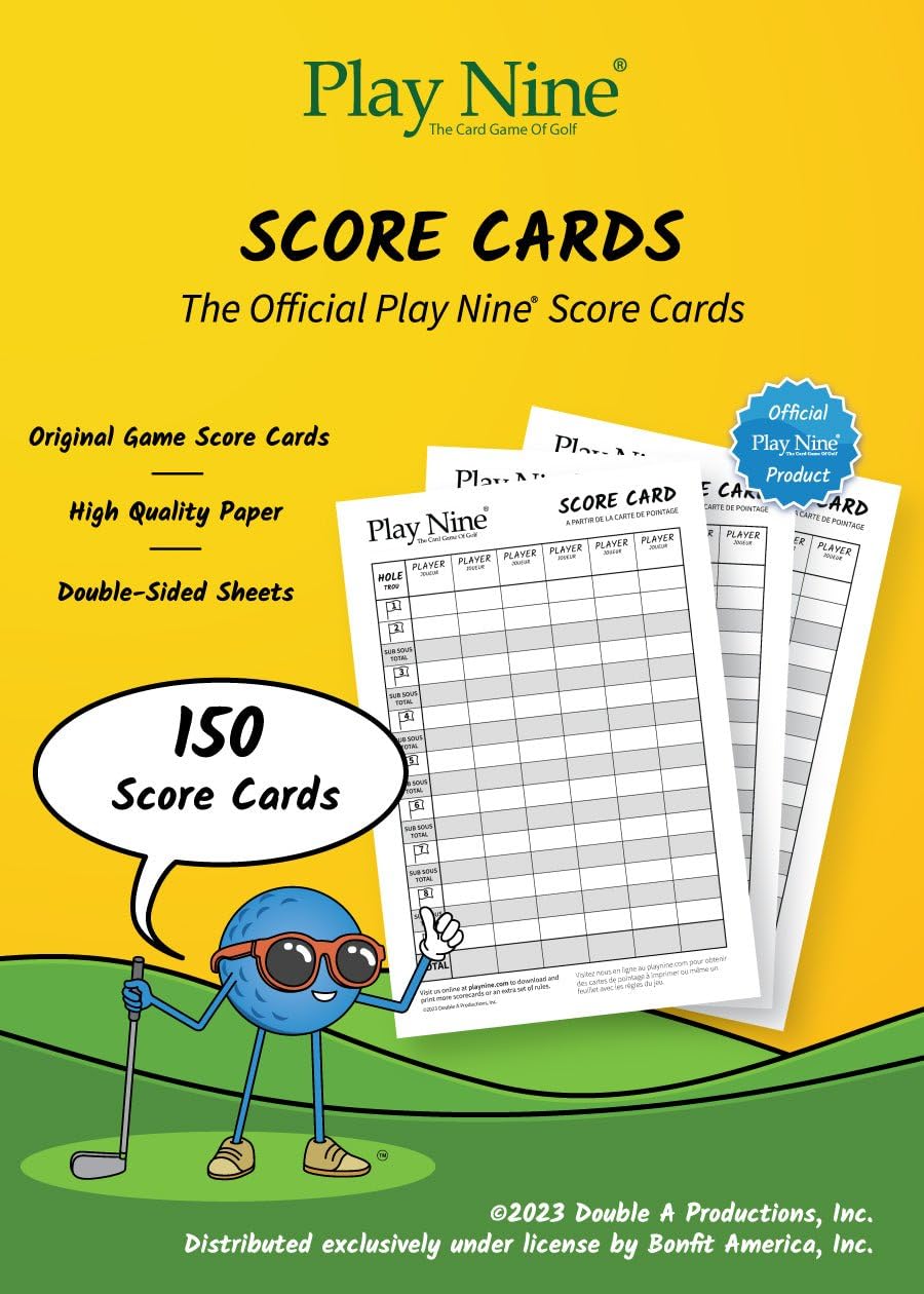 Play Nine Original Score Cards – 3-Pack | Golf Card Game Scorecard Pads