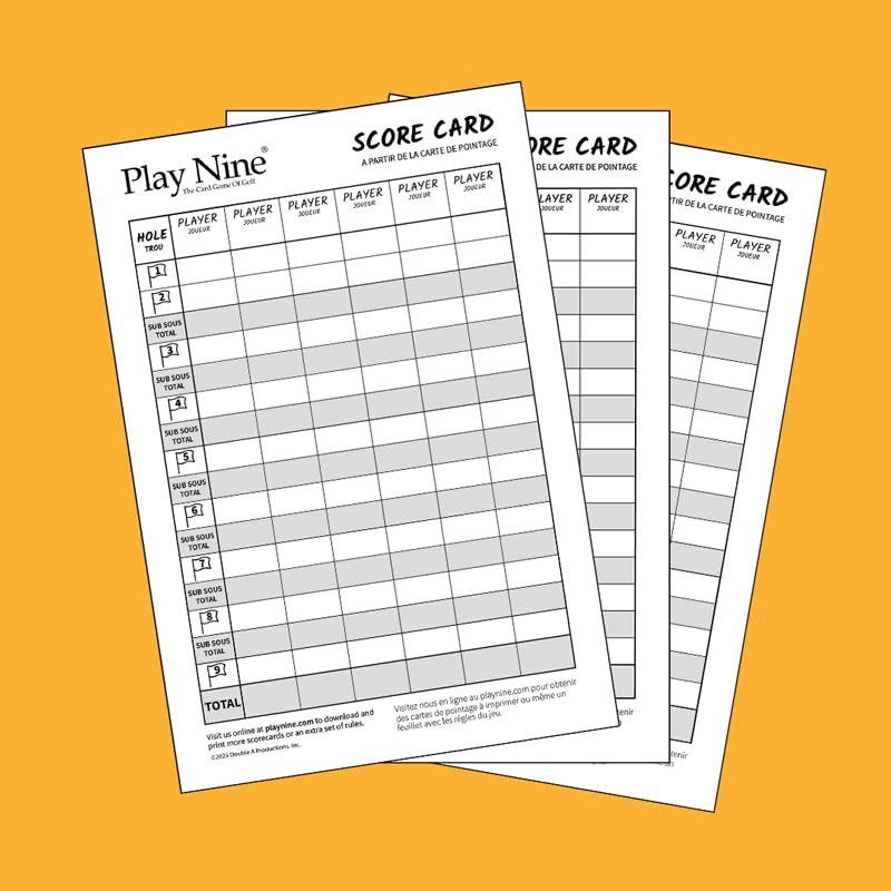 Play Nine Original Score Cards – 3-Pack | Golf Card Game Scorecard Pads