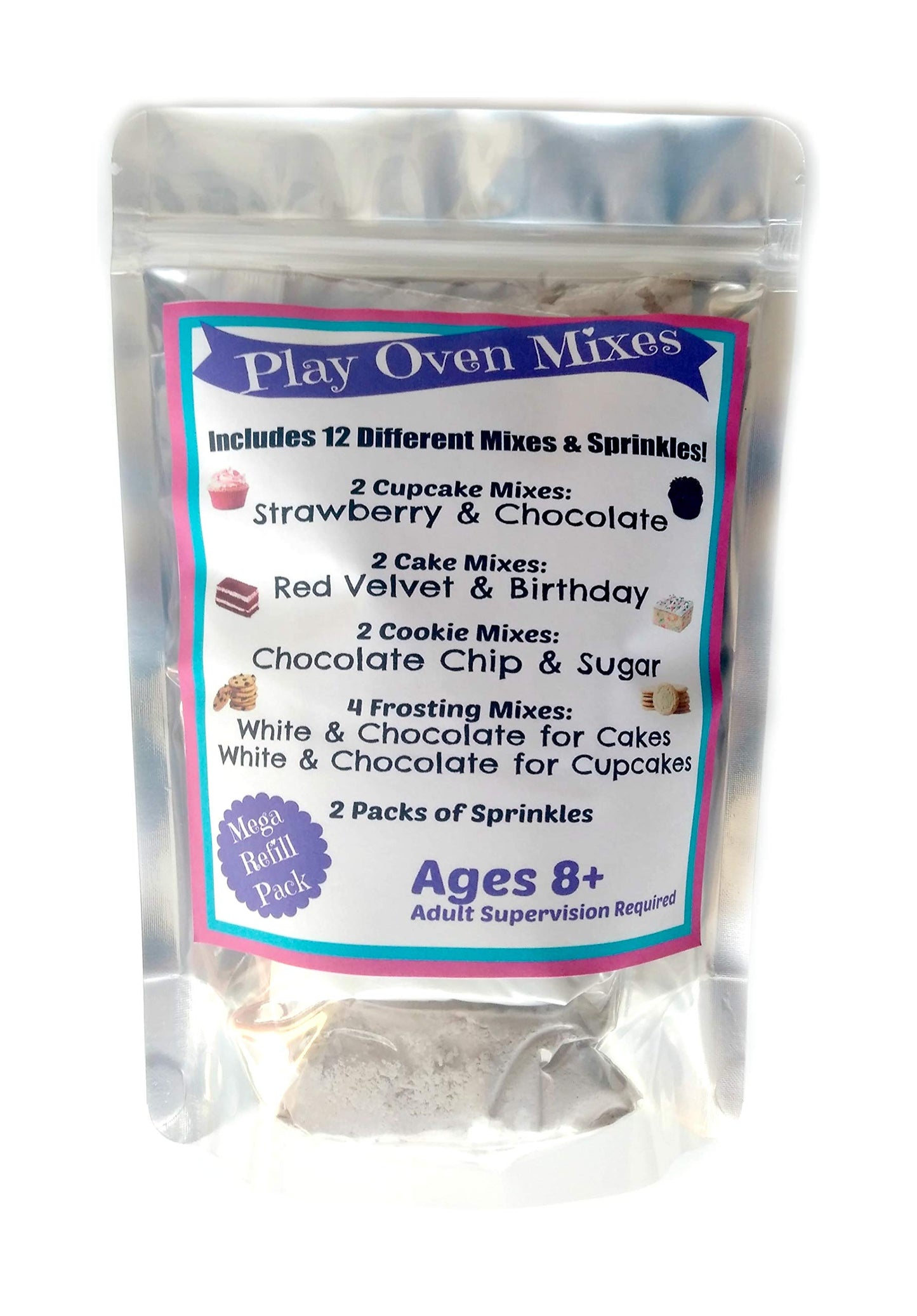 Play Oven Mixes Mega Refills – 12 Item Kids' Play Oven Baking Set (Cupcakes, Cookies, Frosting & Sprinkles)