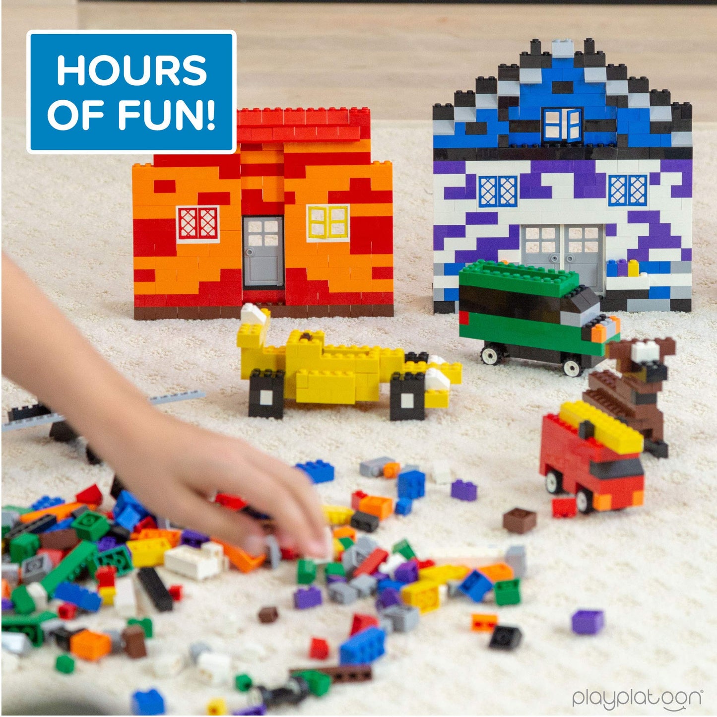 Play Platoon 400-Piece Windows, Doors & Roof Tops Set | Building Brick Compatible Play Kit