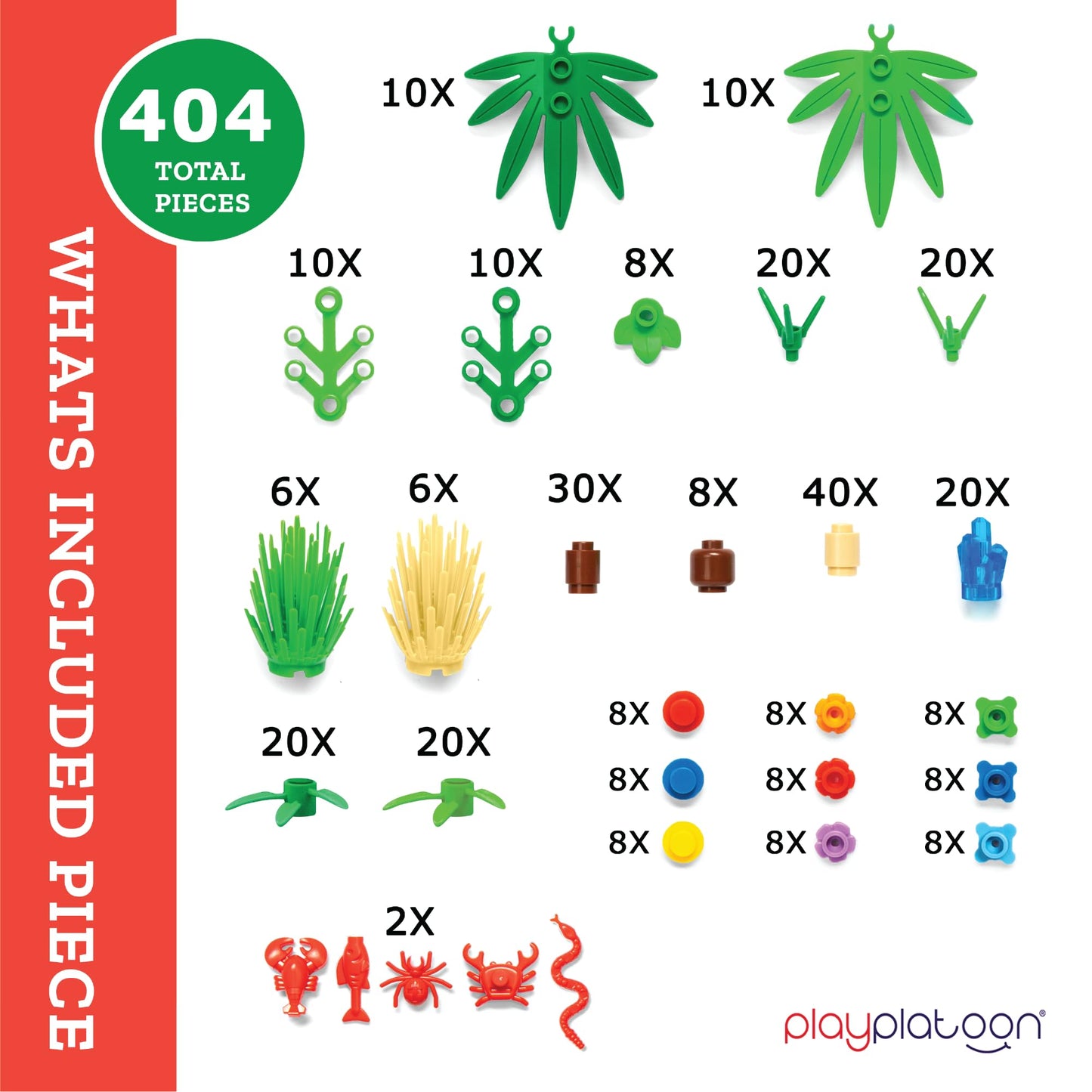 Play Platoon 404-Piece Jungle Building Bricks Kit – Botanical Forest Scene, LEGO-Compatible