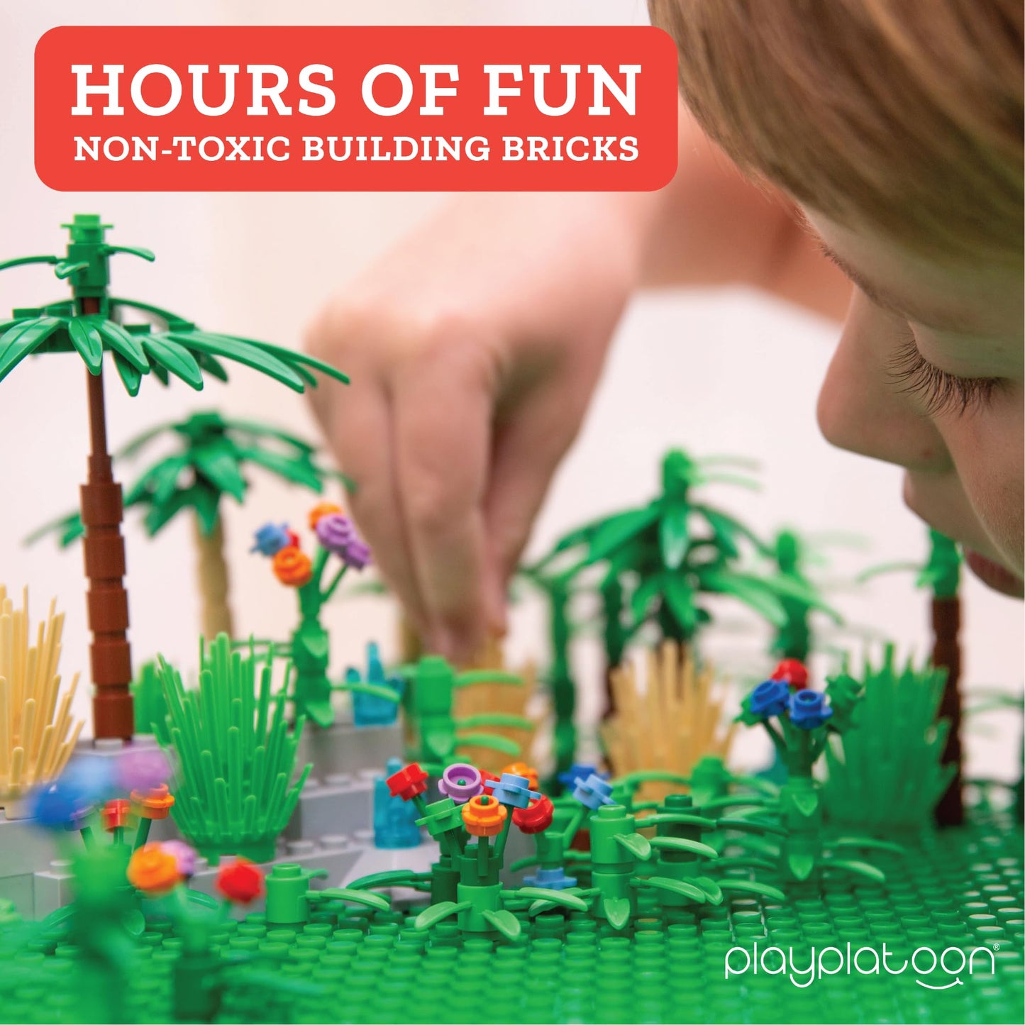 Play Platoon 404-Piece Jungle Building Bricks Kit – Botanical Forest Scene, LEGO-Compatible