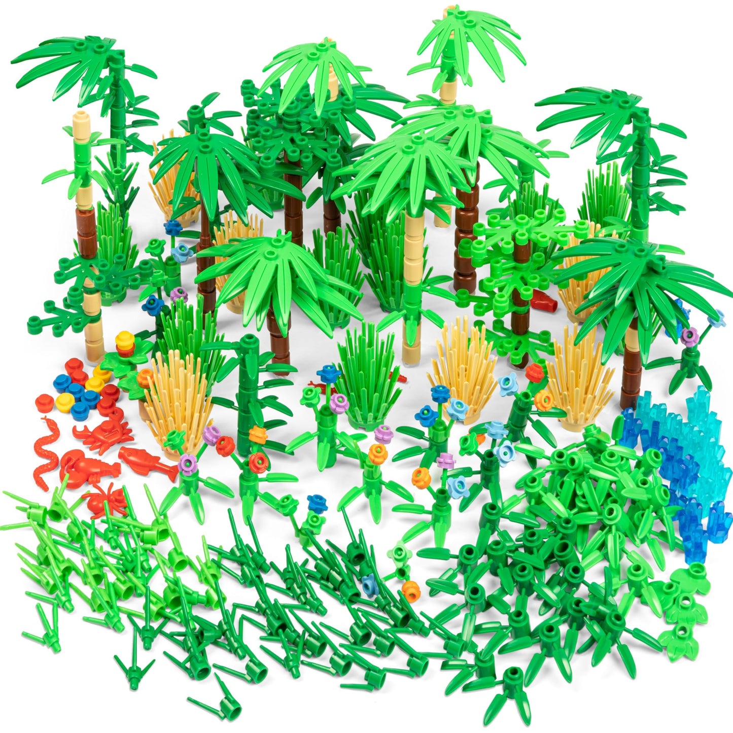 Play Platoon 404-Piece Jungle Building Bricks Kit – Botanical Forest Scene, LEGO-Compatible