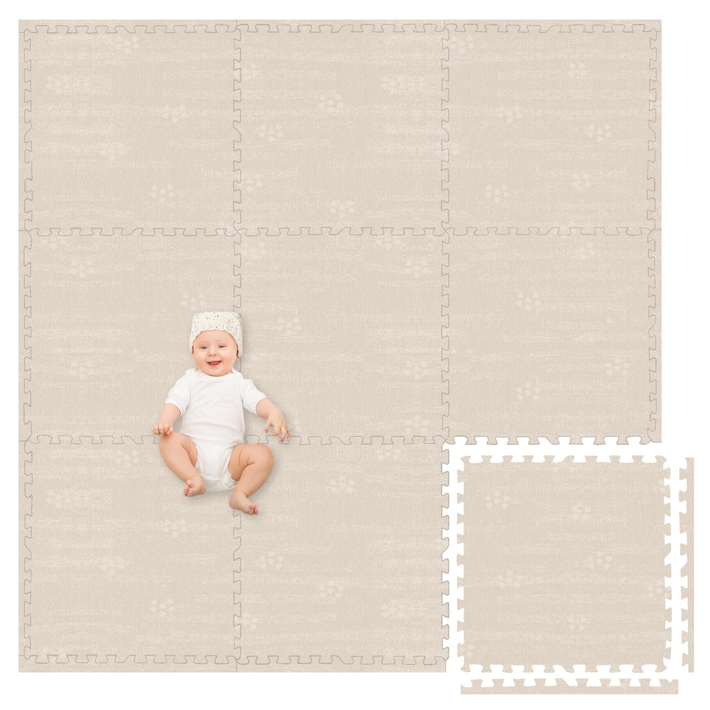 Play Platoon Non-Toxic Large Baby Play Mat – 72 x 72 in, 9 Interlocking Foam Tiles, 5/8” Thick