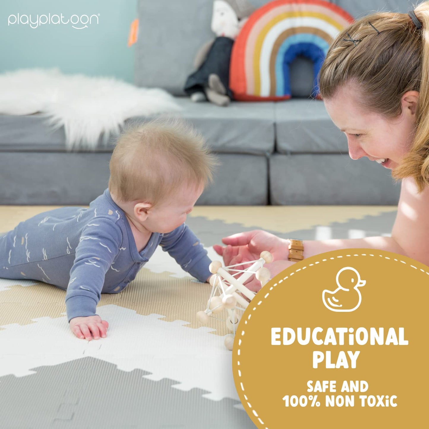 Play Platoon Non-Toxic Extra-Thick 96-Piece Triangle Play Mat – 6x6 ft Cushioned Foam Floor Puzzle