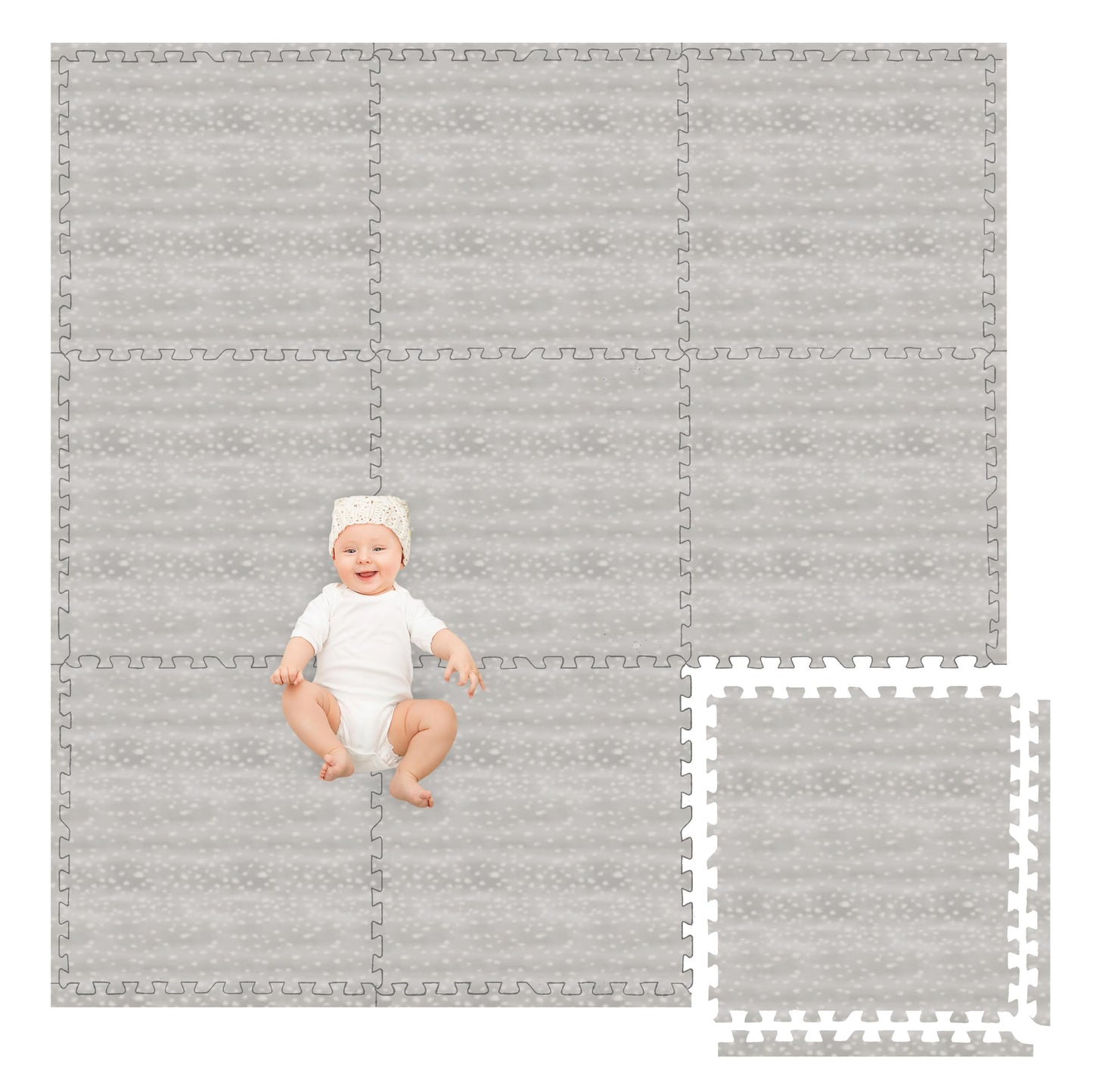 Play Platoon Non-Toxic Large Play Mats for Floors – Extra-Thick Interlocking Foam Tiles, 72 x 72 in Beige