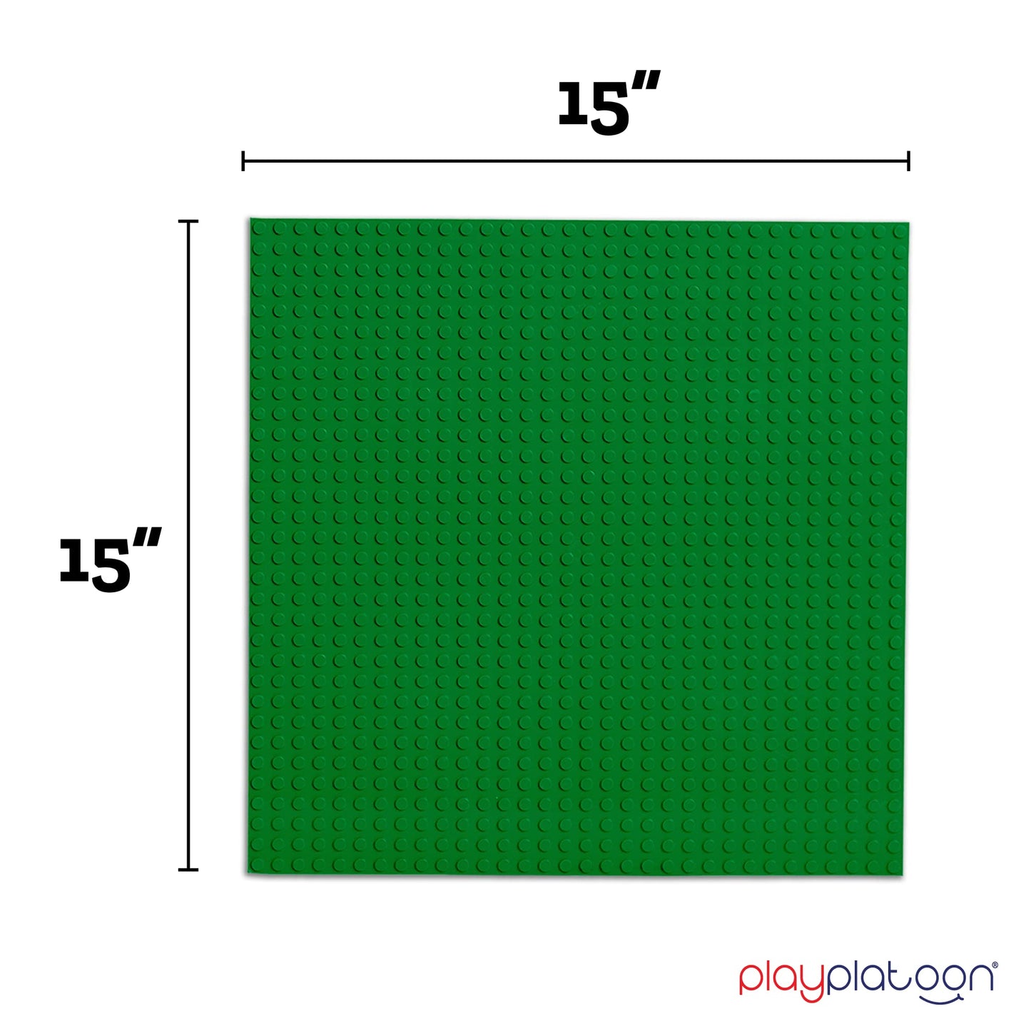 Play Platoon 15x15 Green Baseplates - Extra Large Landscape - 2 Pack - Lego Compatible
