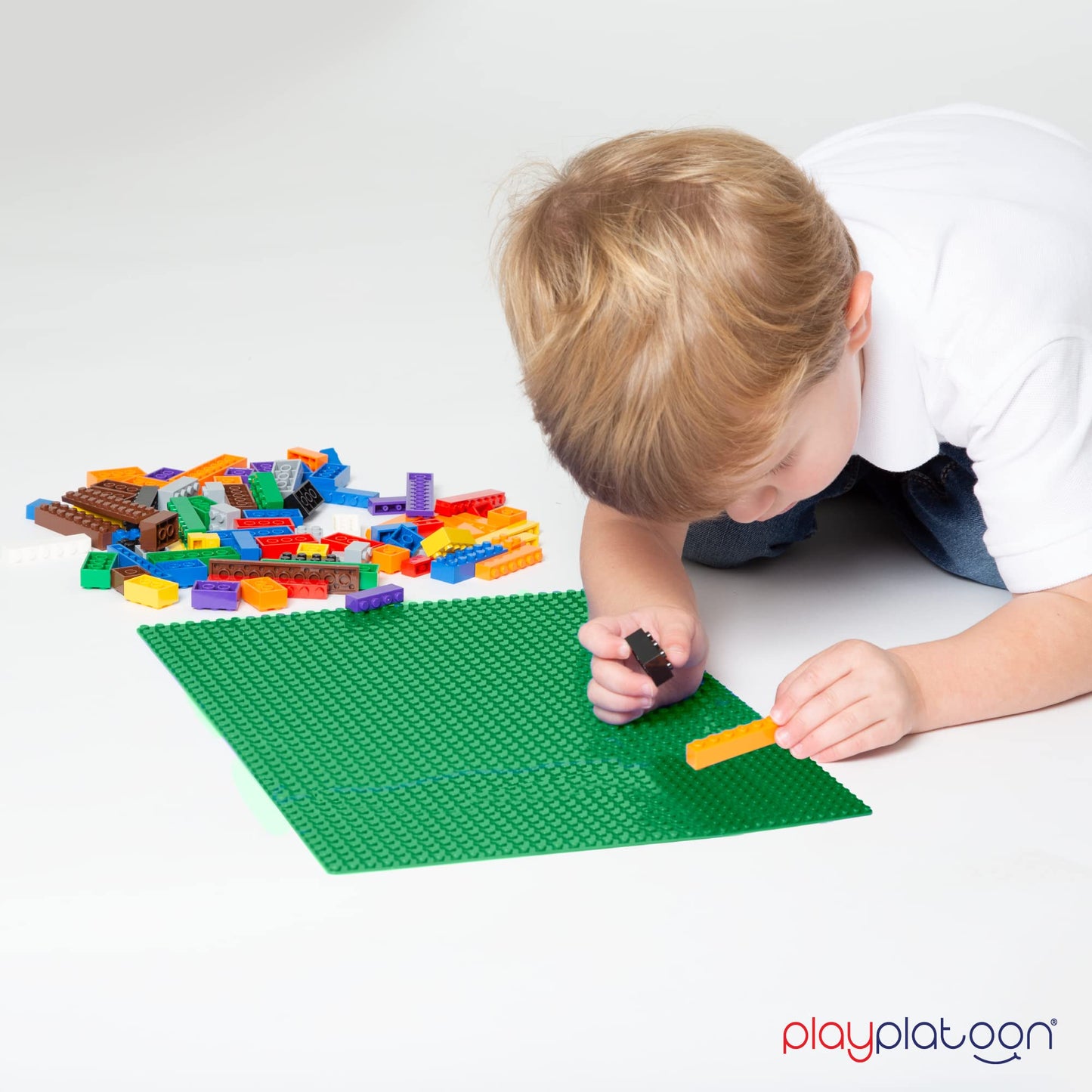 Play Platoon 15x15 Green Baseplates - Extra Large Landscape - 2 Pack - Lego Compatible