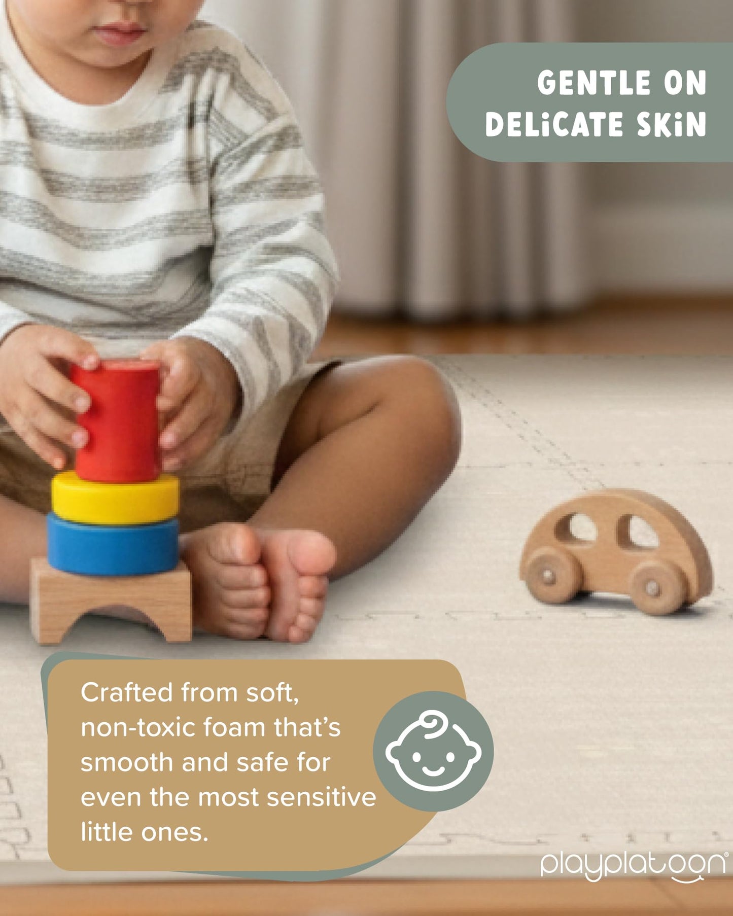Play Platoon Non-Toxic Large Baby Play Mat – 96 x 96 in Interlocking Foam Tiles (24x24), Extra Thick