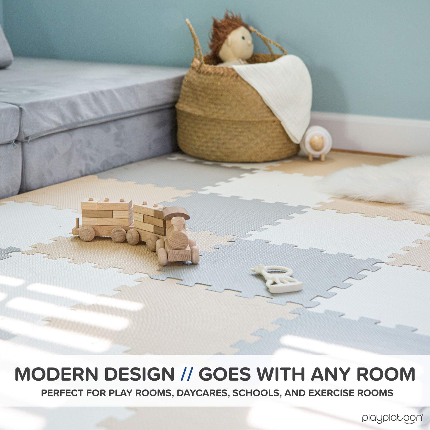 Play Platoon Non-Toxic Foam Puzzle Floor Mat – 36 Tiles, 12x12, Extra Thick