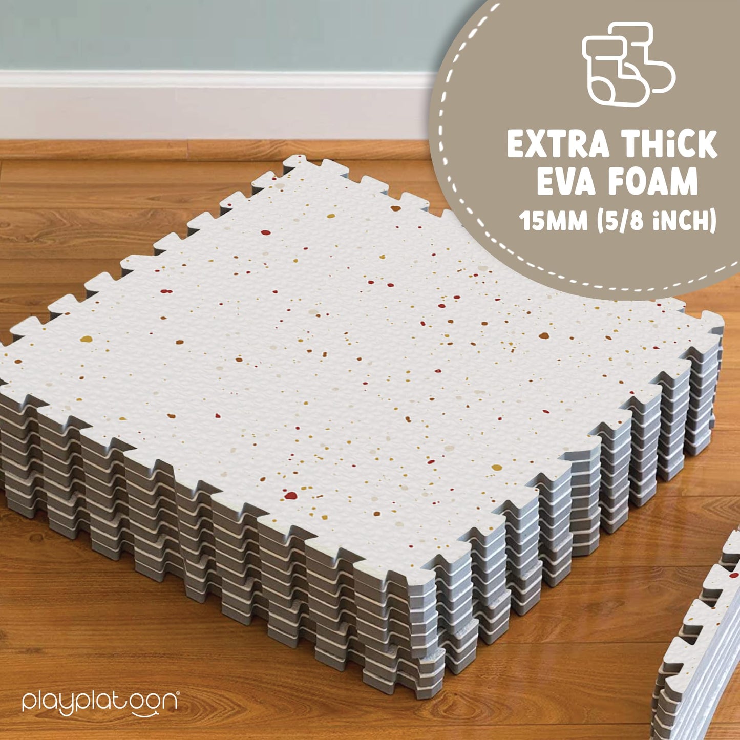 Play Platoon Non-Toxic Large Kids Mats — Extra-Thick 72x72 in Interlocking Tiles (9 Tiles)