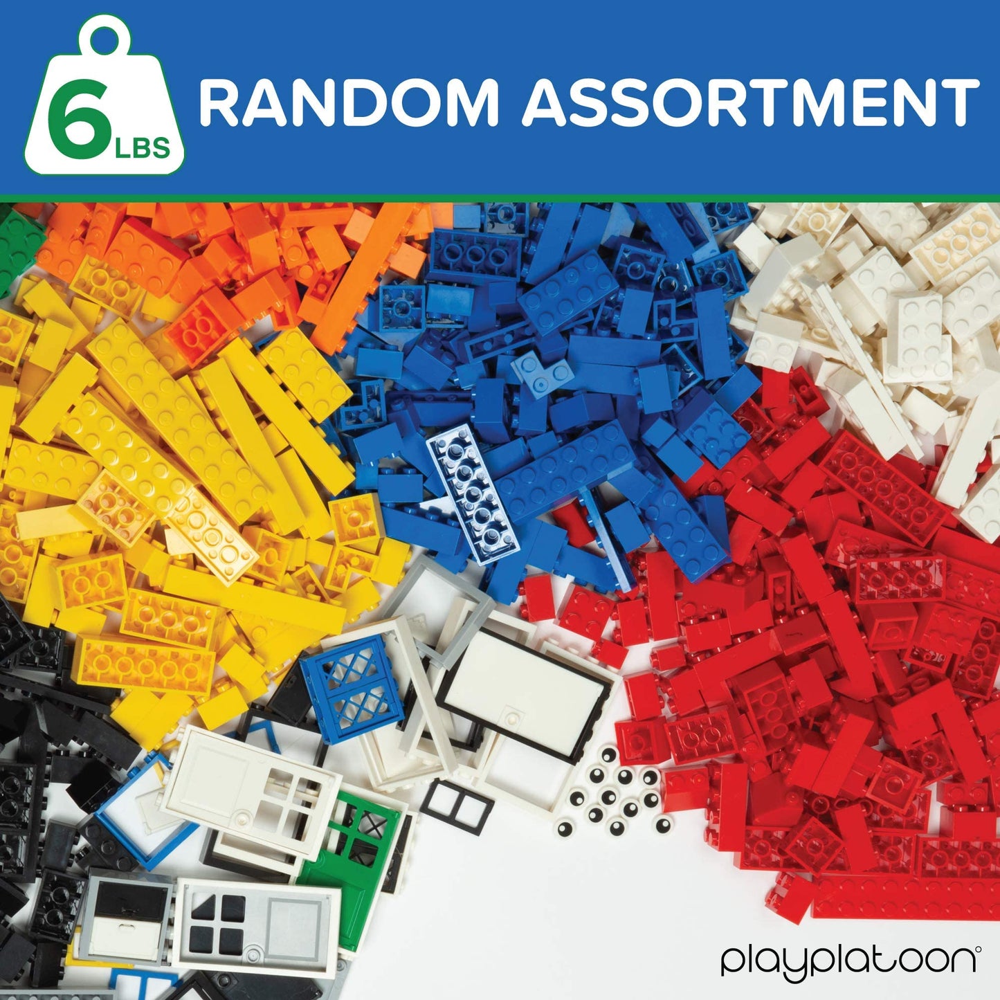 Play Platoon 6Lb Bulk Bricks – 10 Classic Colors, LEGO Compatible