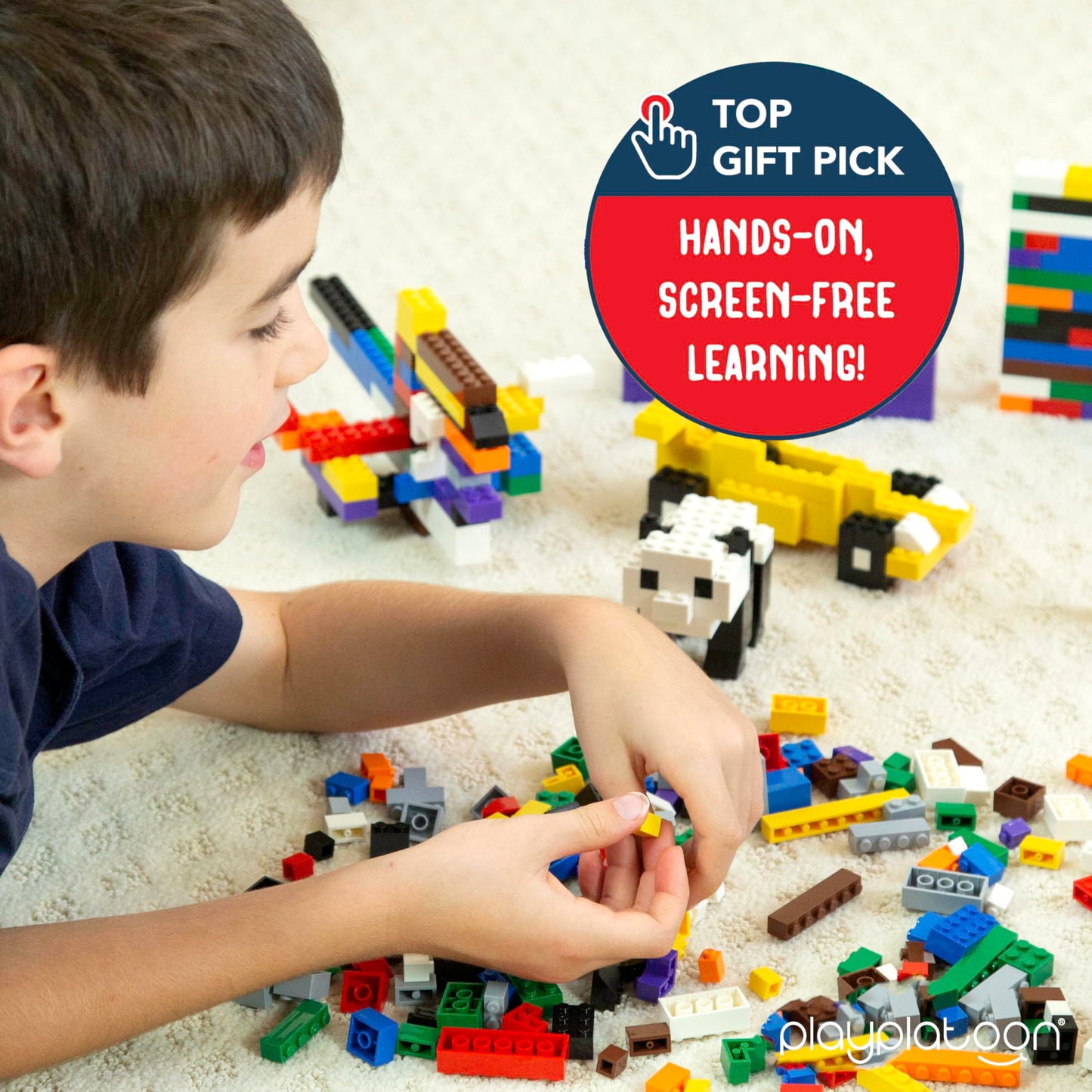 Play Platoon 1100 Pieces Building Bricks Set – 14 Shapes, 10 Classic Colors, Compatible with Major Brands