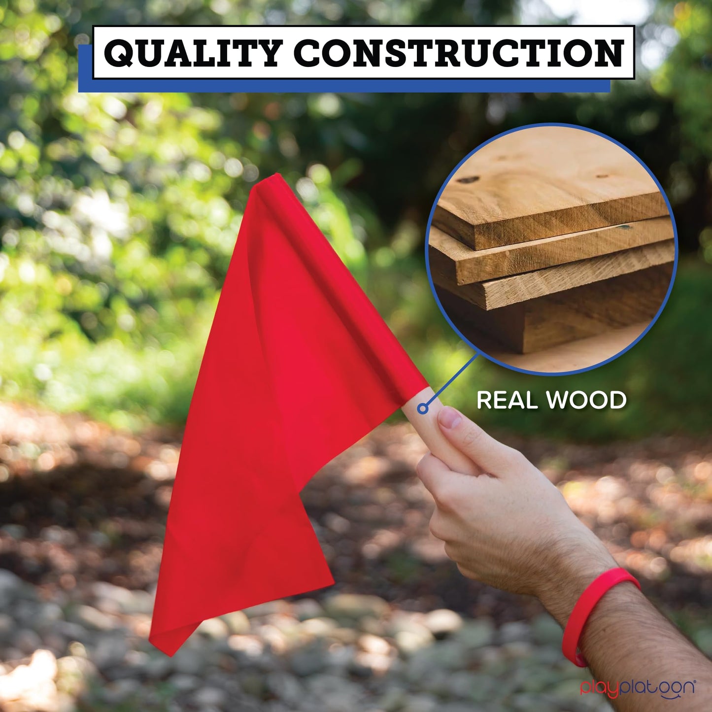Play Platoon Capture The Flag - Traditional 20-Player Outdoor Set with Real Wood Flags