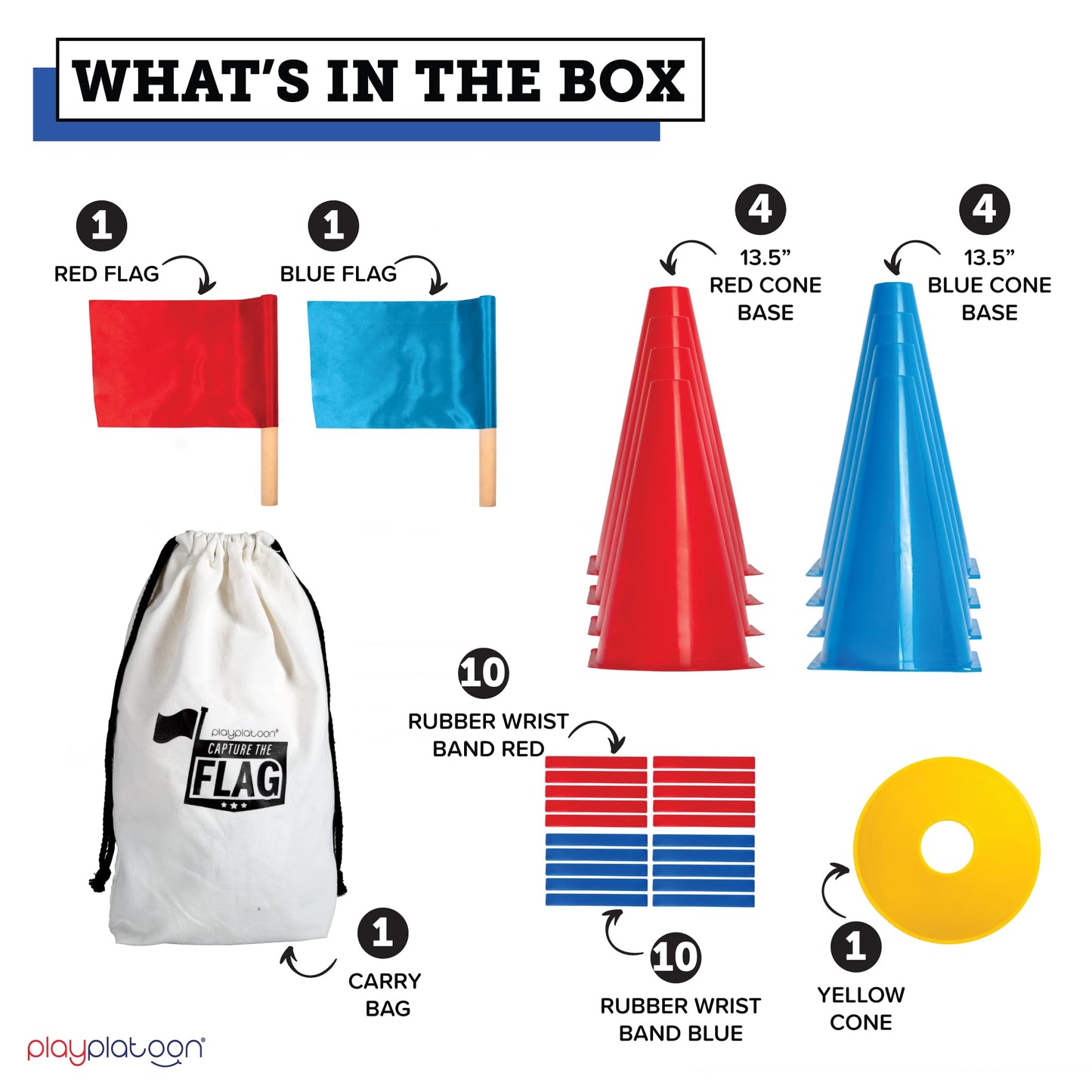 Play Platoon Capture The Flag - Traditional 20-Player Outdoor Set with Real Wood Flags