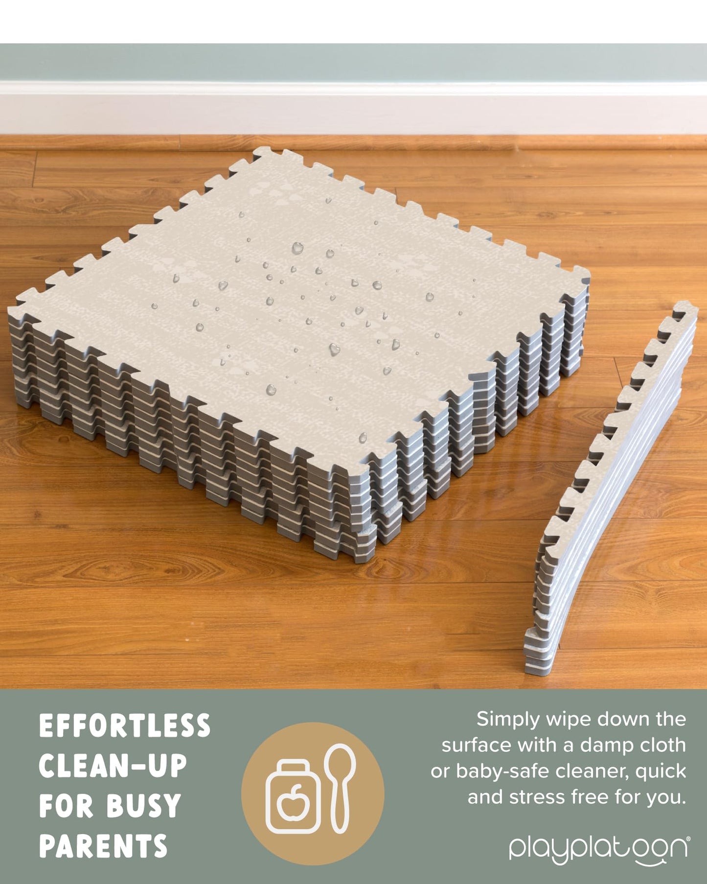 Play Platoon Non-Toxic Large Baby Play Mat – 72 x 72 in, 9 Interlocking Foam Tiles, 5/8” Thick