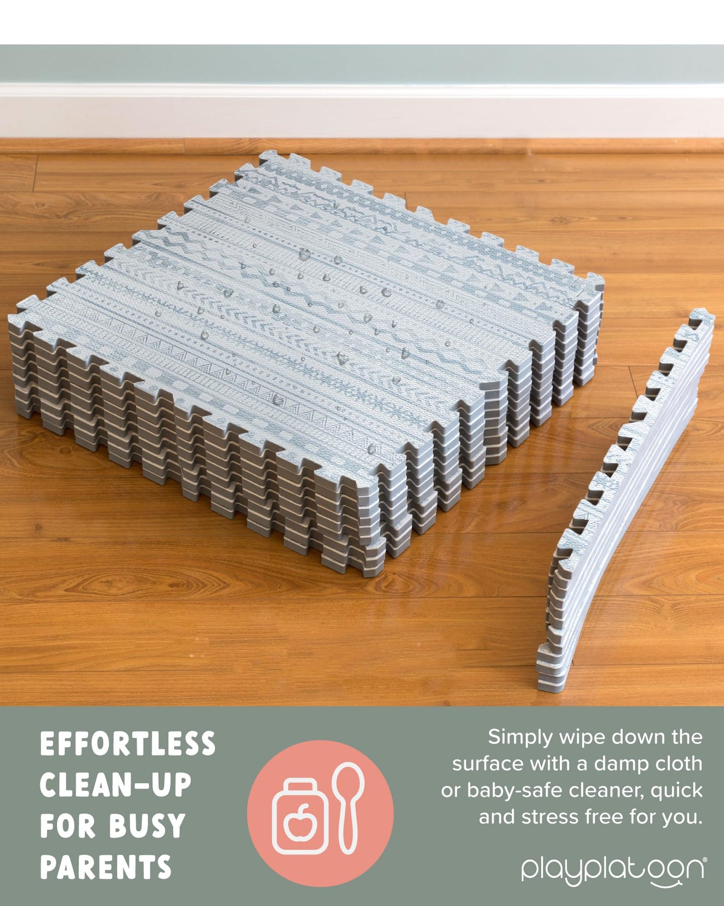 Play Platoon Non-Toxic Large Kids Play Mats – 9 Tiles, 72 x 72 in, 5/8 in Thick, Acadia Print
