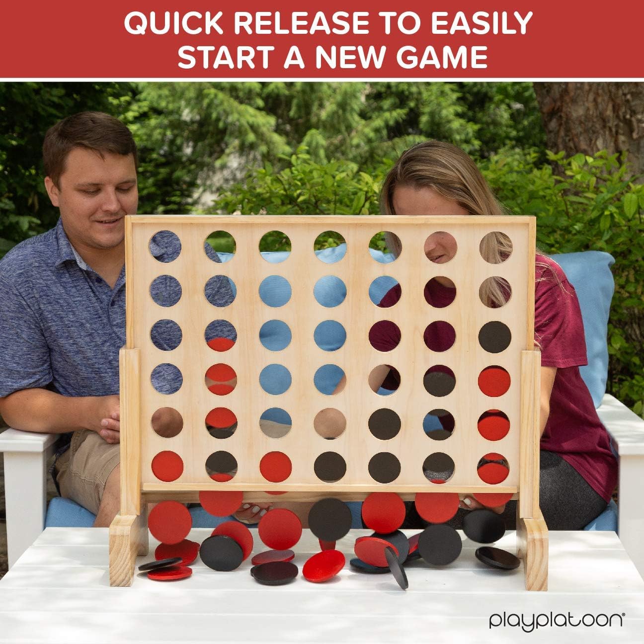 Play Platoon Giant Connect Game Outdoor - Extra Large 28x24 with Case and Rules