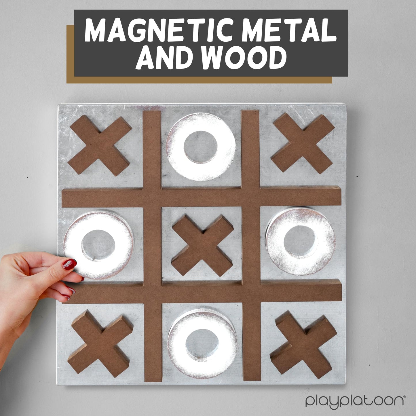 Play Platoon Magnetic Tic Tac Toe Game – Large 13.5-Inch Wall-Mount Board