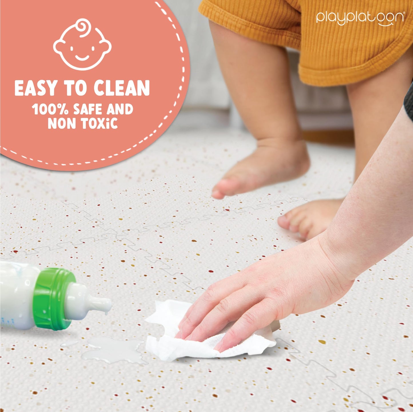 Play Platoon Non-Toxic Large Kids Mats — Extra-Thick 72x72 in Interlocking Tiles (9 Tiles)